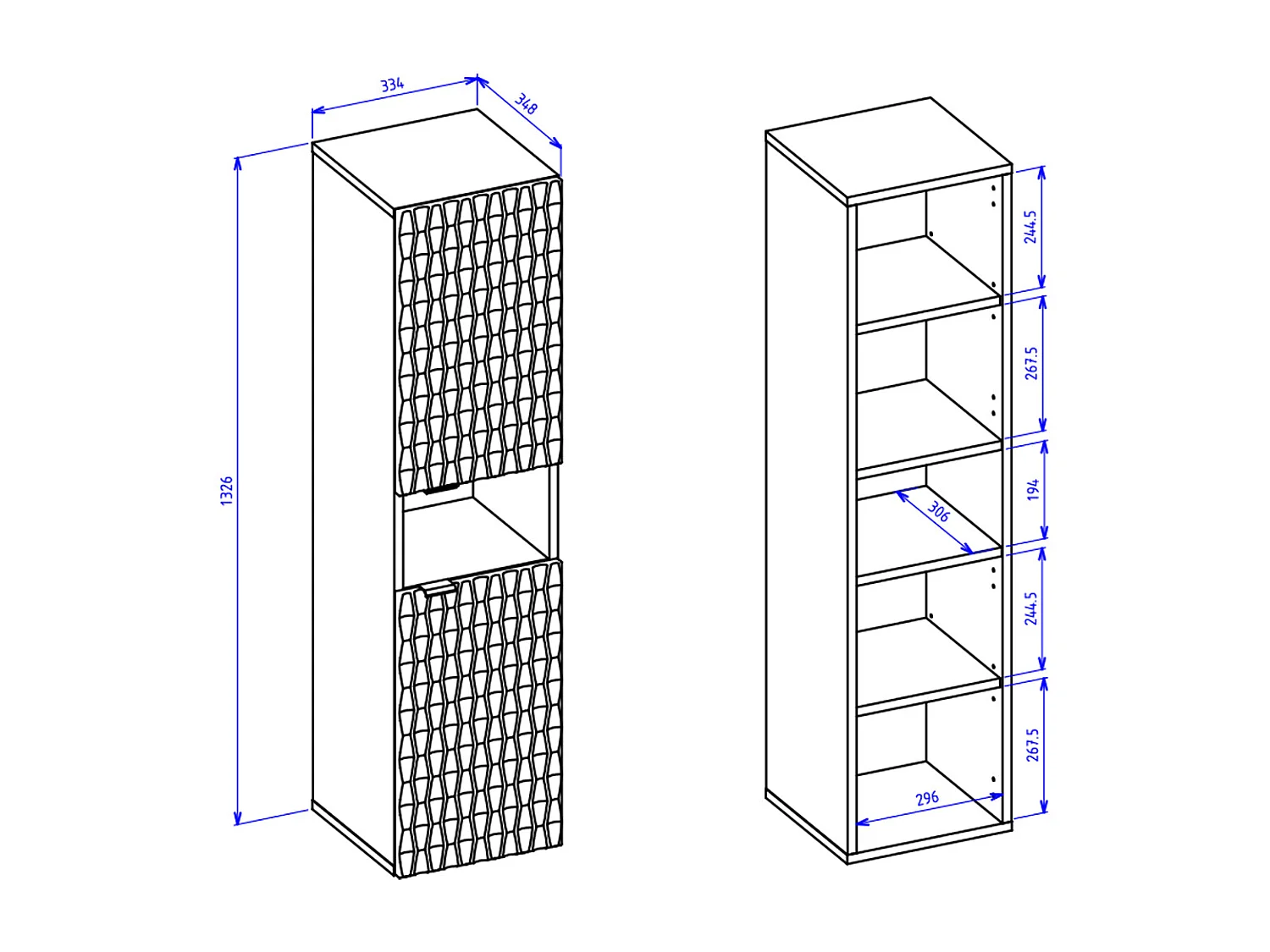 Ensemble meuble sous-vasque 80cm colonne et armoire Nevia Bois et Noir