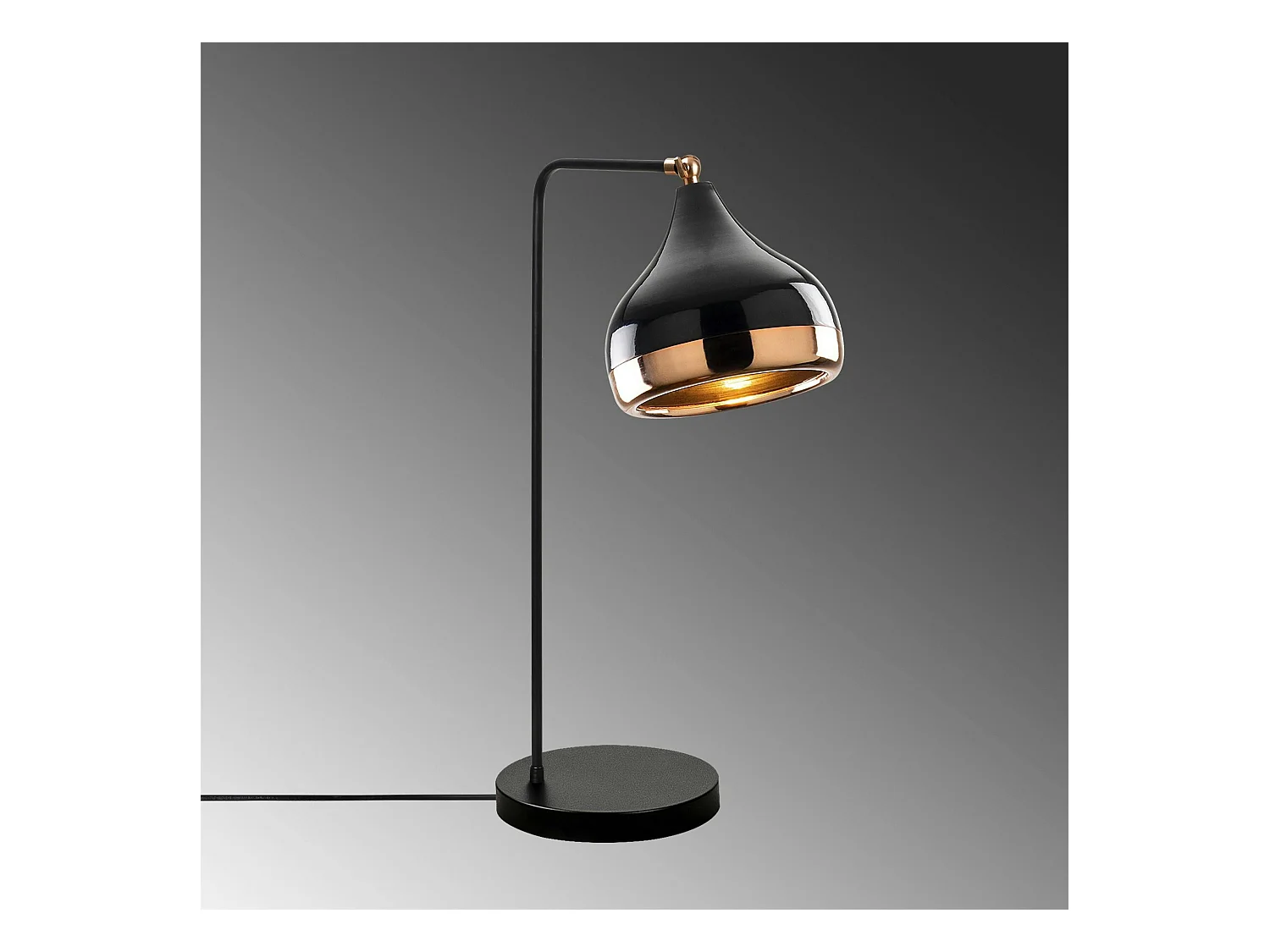 Lampe à poser design noir & cuivre, abat-jour orientable SILE