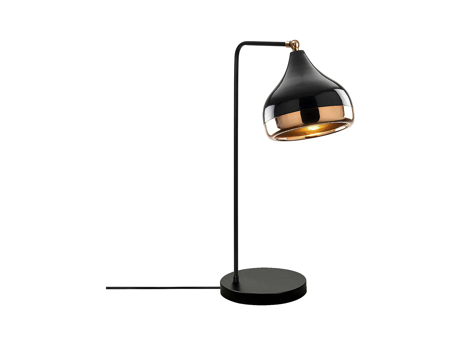 Lampe à poser design noir & cuivre, abat-jour orientable SILE