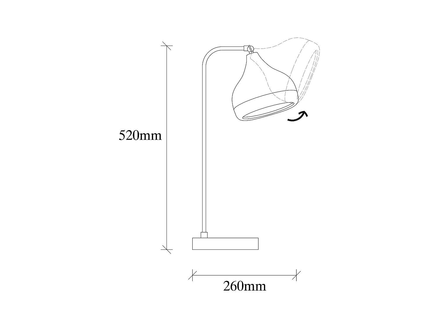 Lampe à poser design noir & cuivre, abat-jour orientable SILE