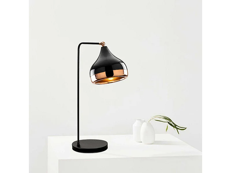 Lampe à poser design noir & cuivre, abat-jour orientable SILE