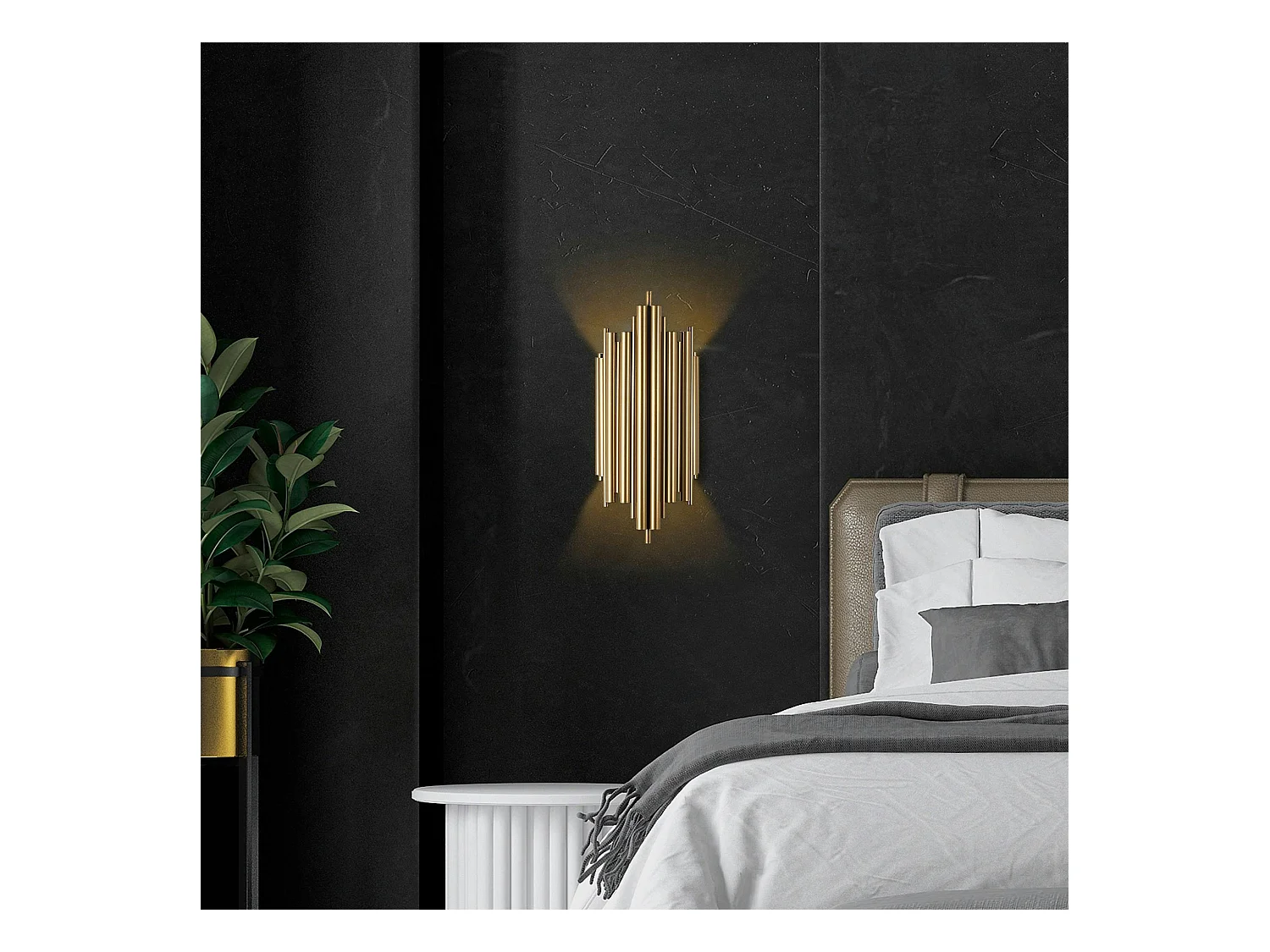 Applique design dorée, structure graphique H. 50 cm SFAX