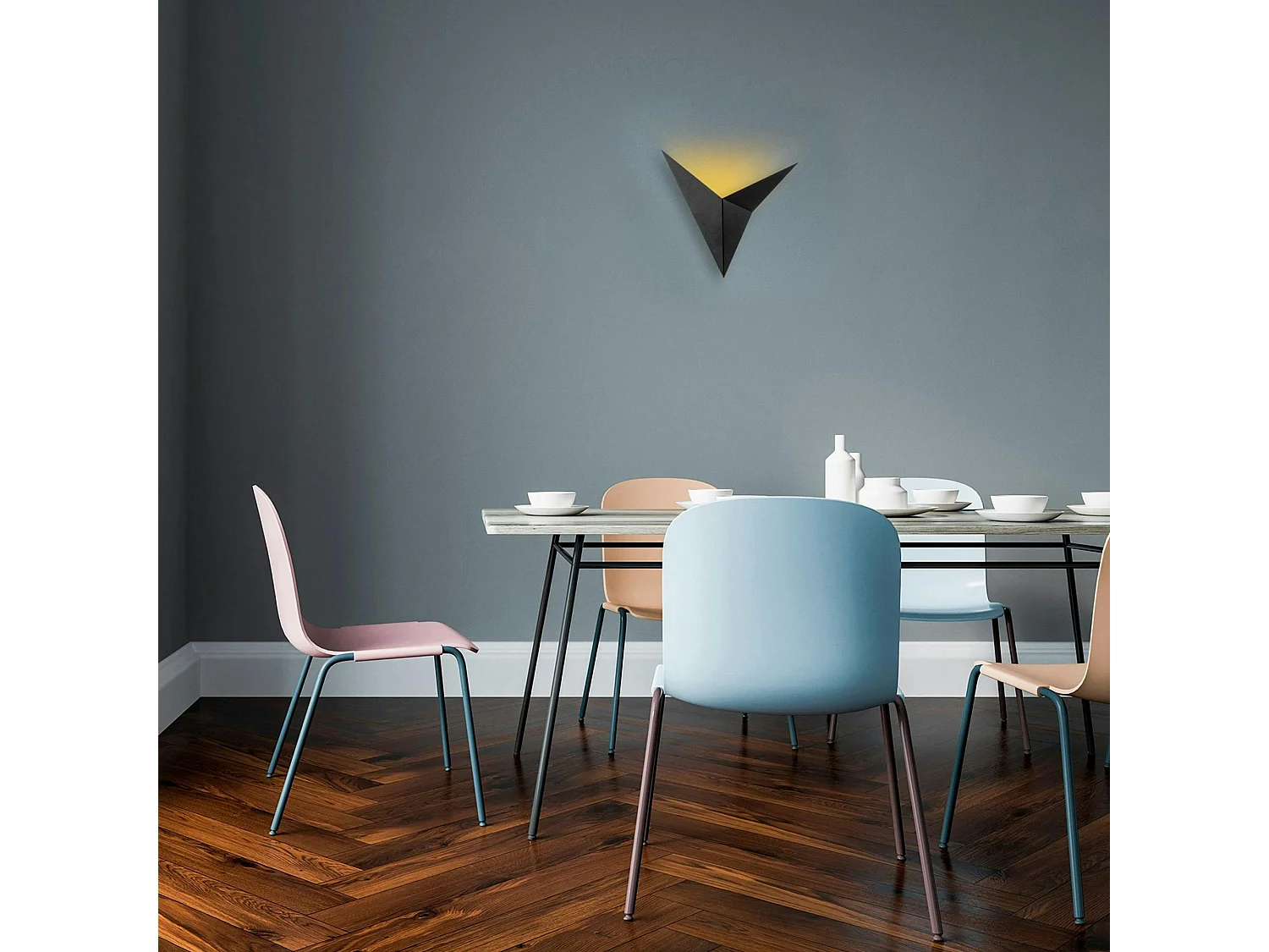 Applique murale design noire, origami triangulaire SFAX