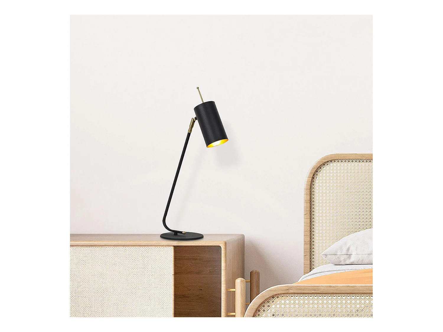 Lampe de table noire, abat-jour orientable moderne chic SFAX