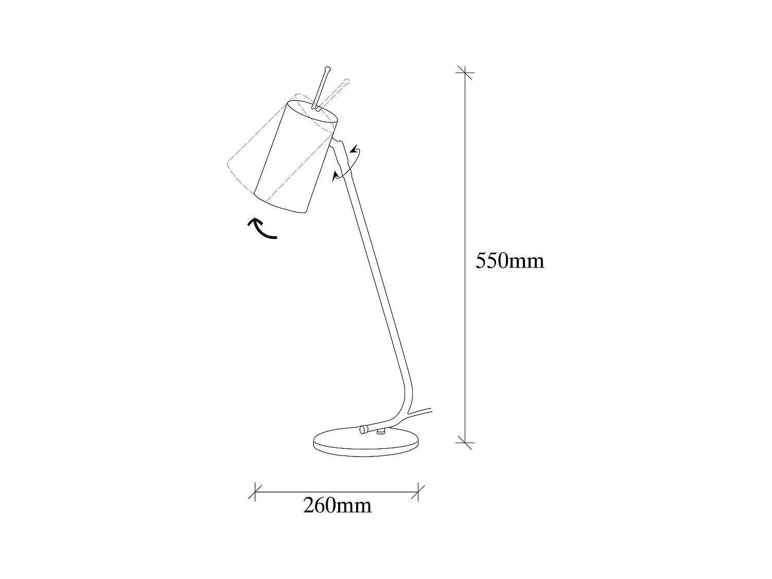Lampe de table noire, abat-jour orientable moderne chic SFAX