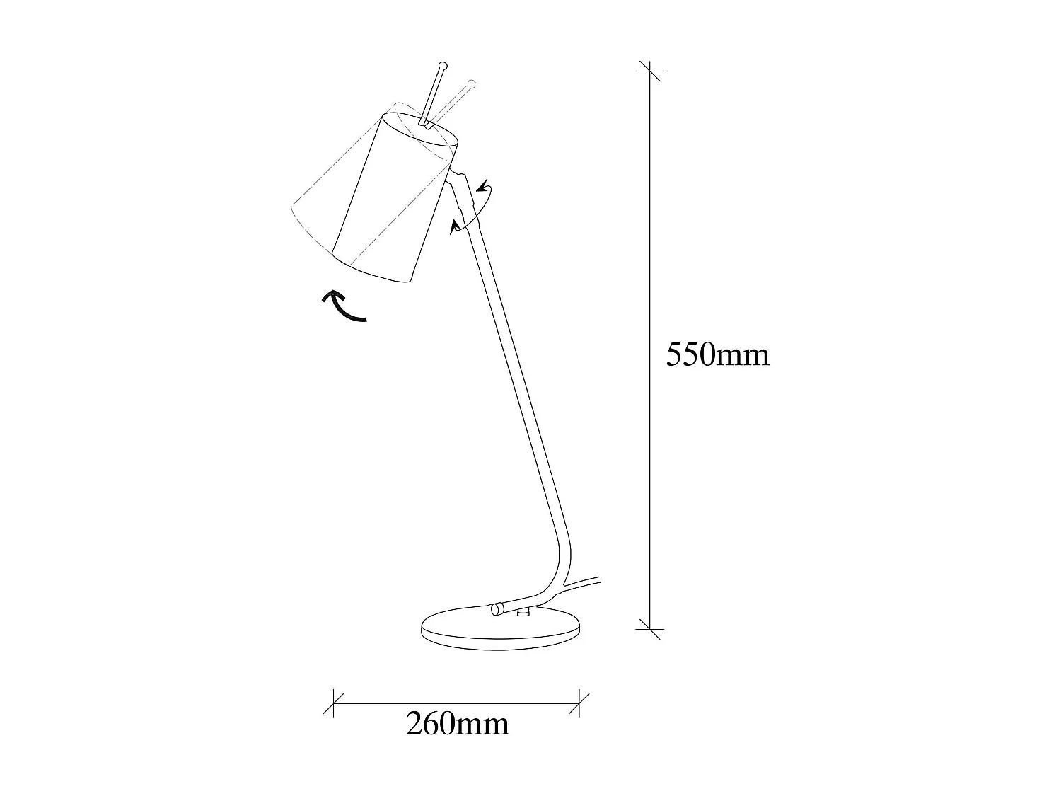 Lampe de table noire, abat-jour orientable moderne chic SFAX