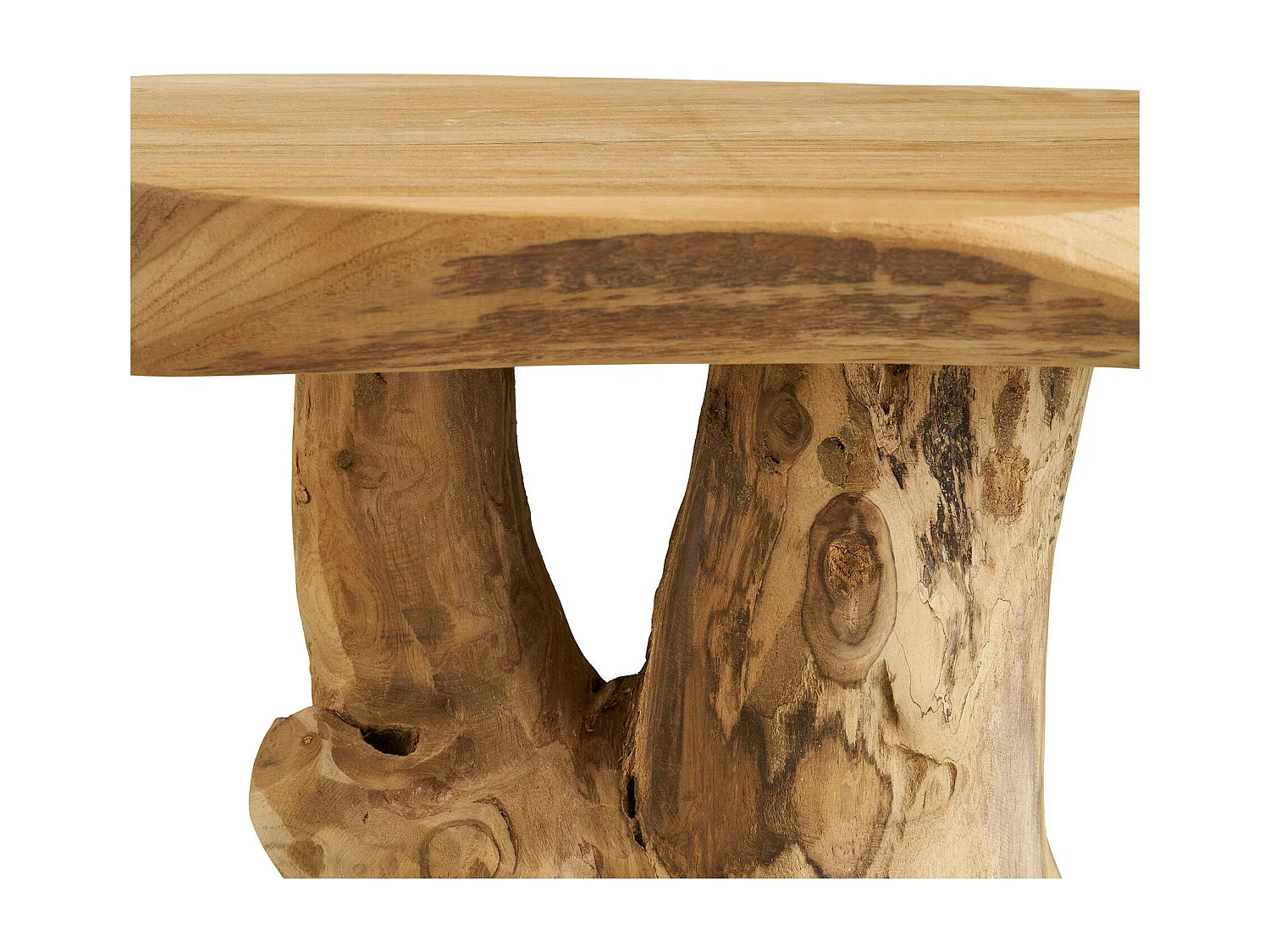 Petite table de salon en teck Ø40 cm, style exotique ARIZONA