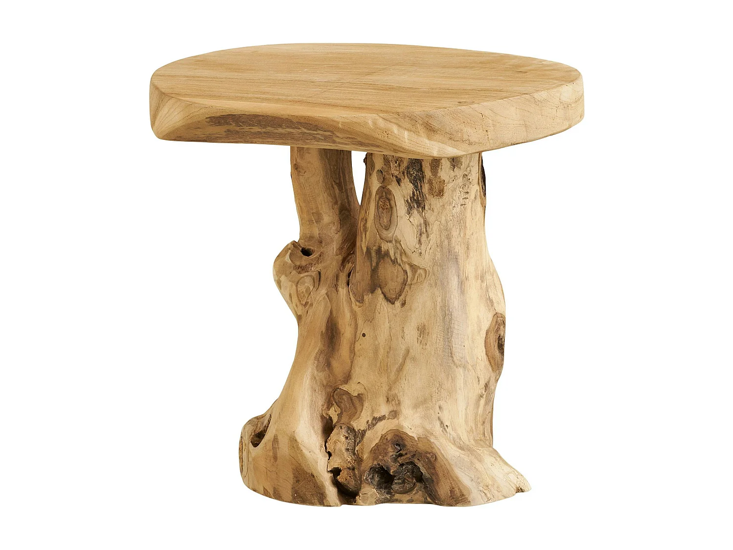 Petite table de salon en teck Ø40 cm, style exotique ARIZONA