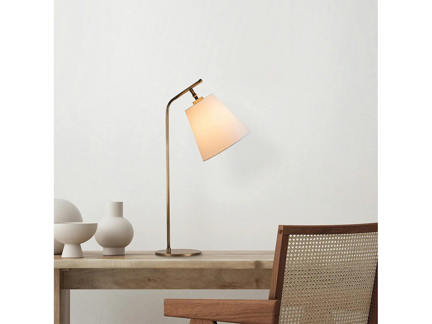 Lampe de chevet vintage, abat-jour écru orientable ZURICH