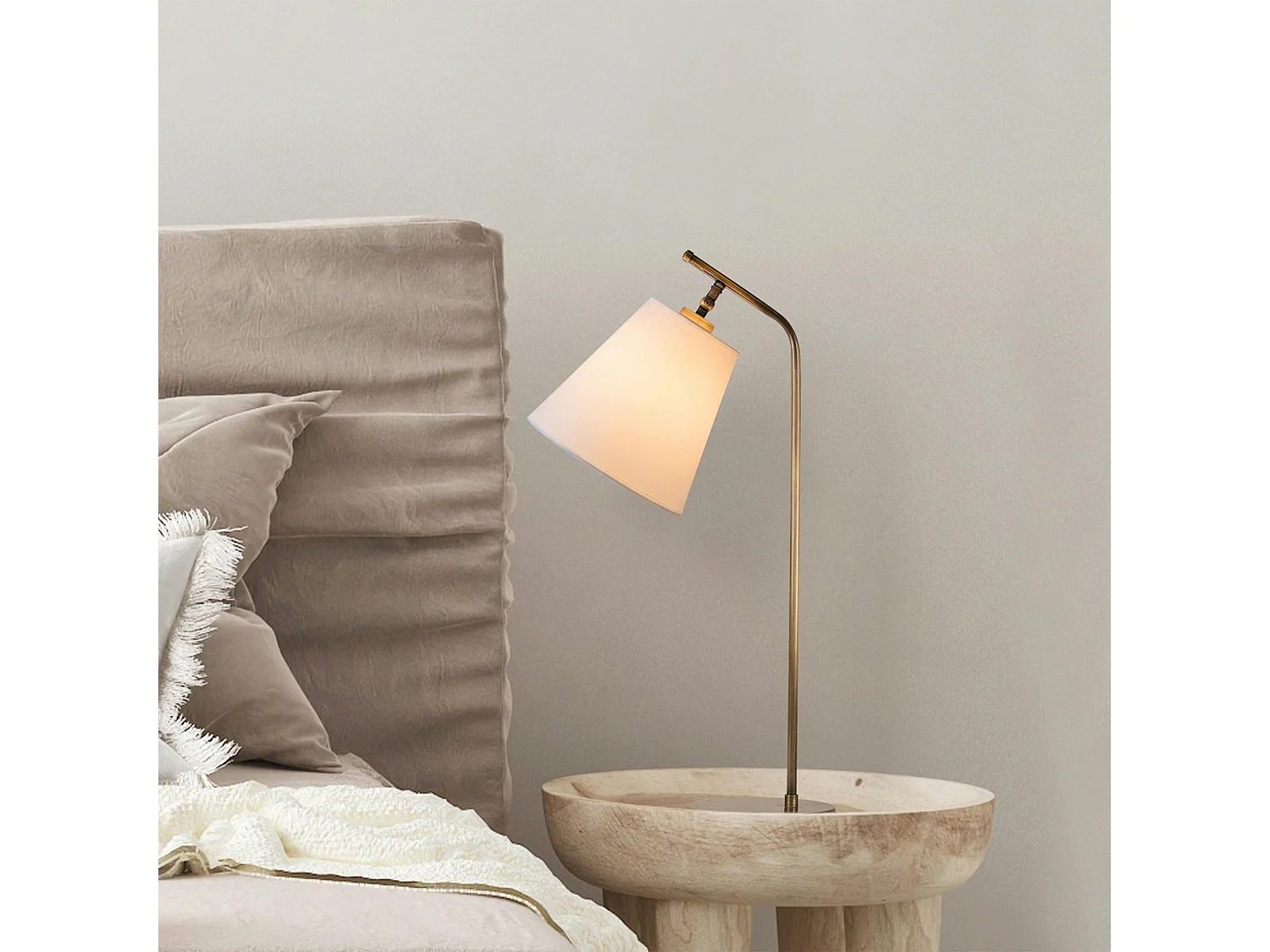 Lampe de chevet vintage, abat-jour écru orientable ZURICH