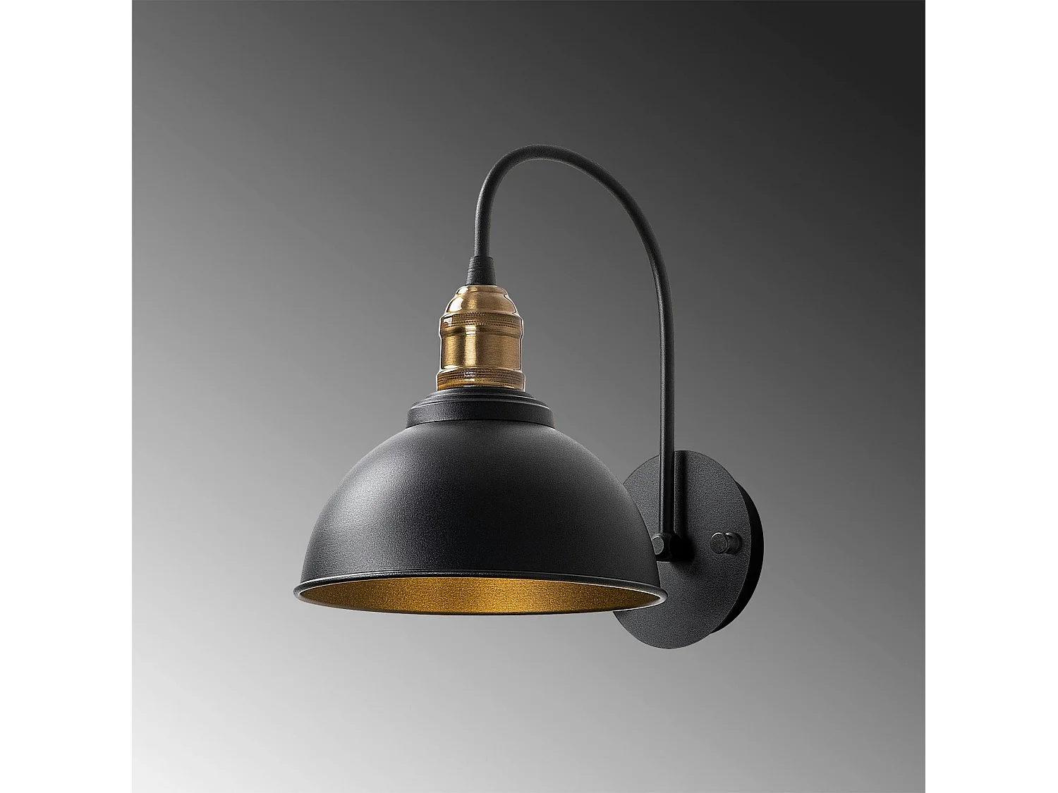 Applique murale vintage noir & doré, douille décorative SILE