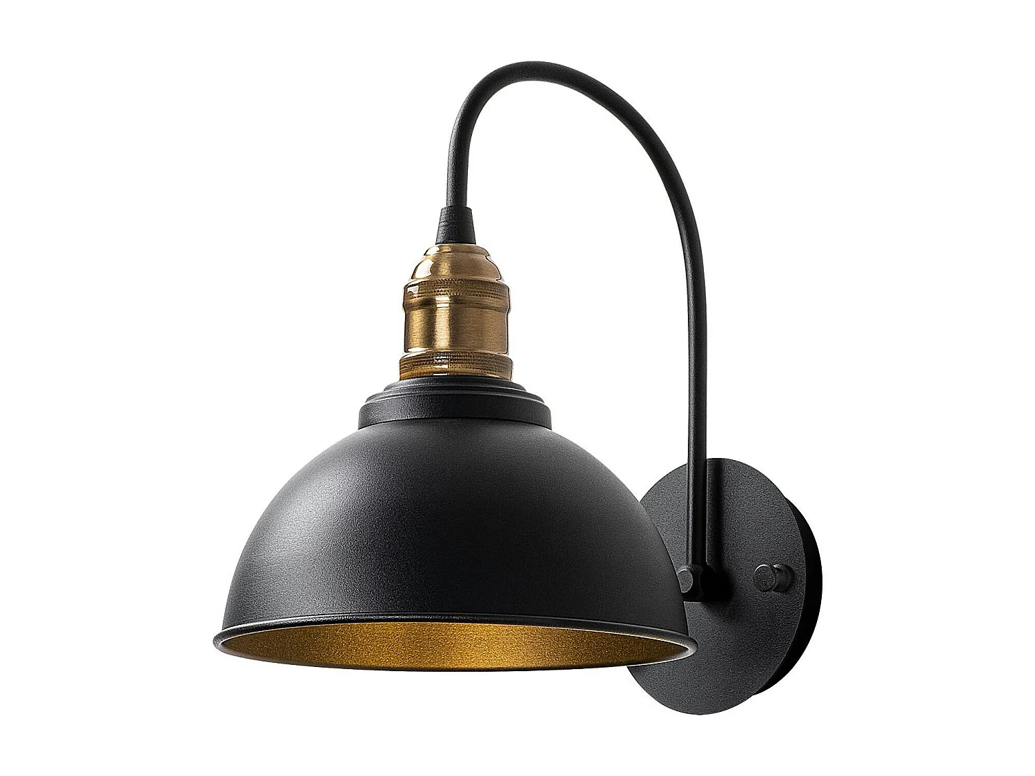 Applique murale vintage noir & doré, douille décorative SILE