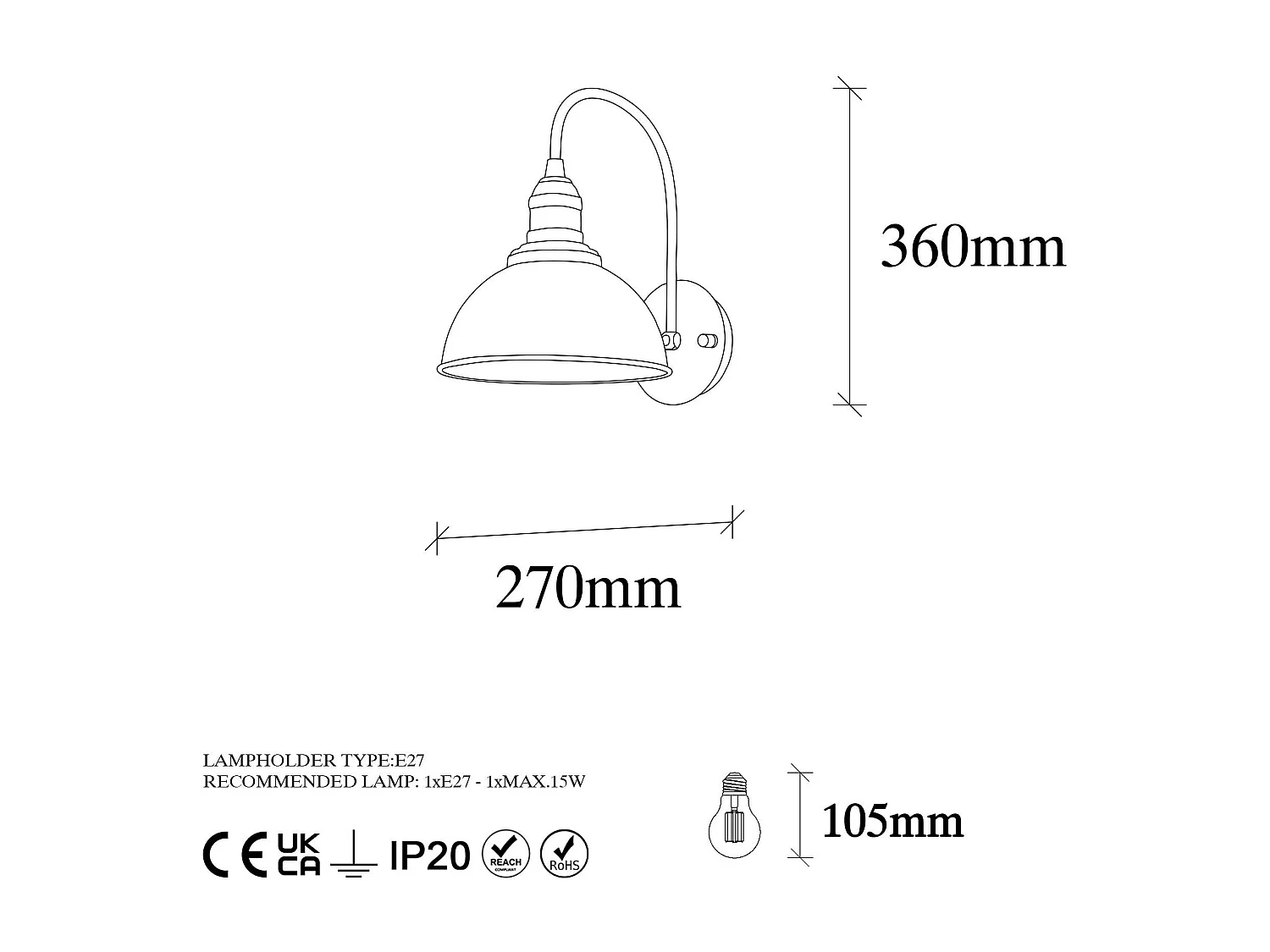 Applique murale vintage noir & doré, douille décorative SILE