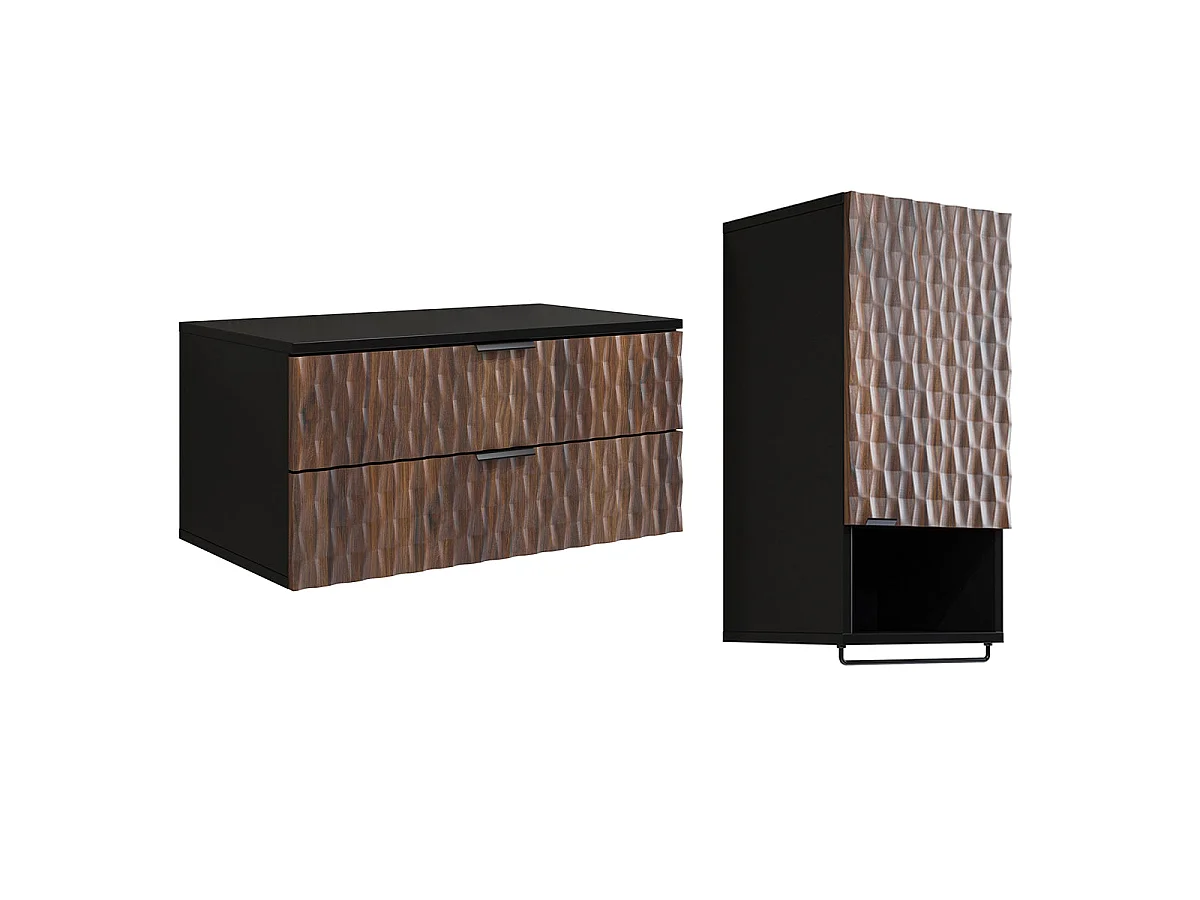 Ensemble meuble sous-vasque 80cm a skriňa Nevia Drevo a Čierna