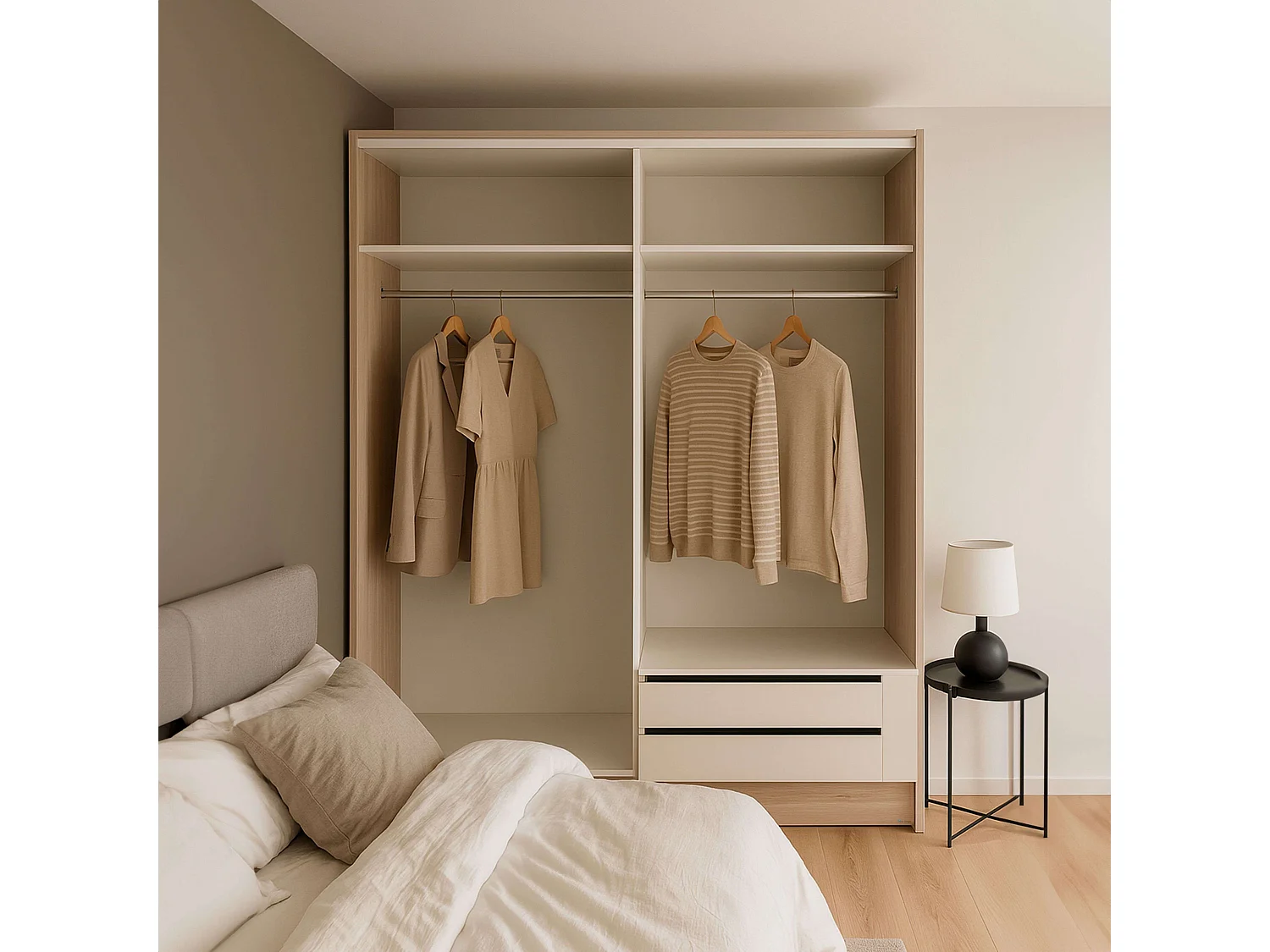 Commode Sava, blanc mat, 2 tiroirs, mélamine, 88,3 x 34,5 x 48,7 cm