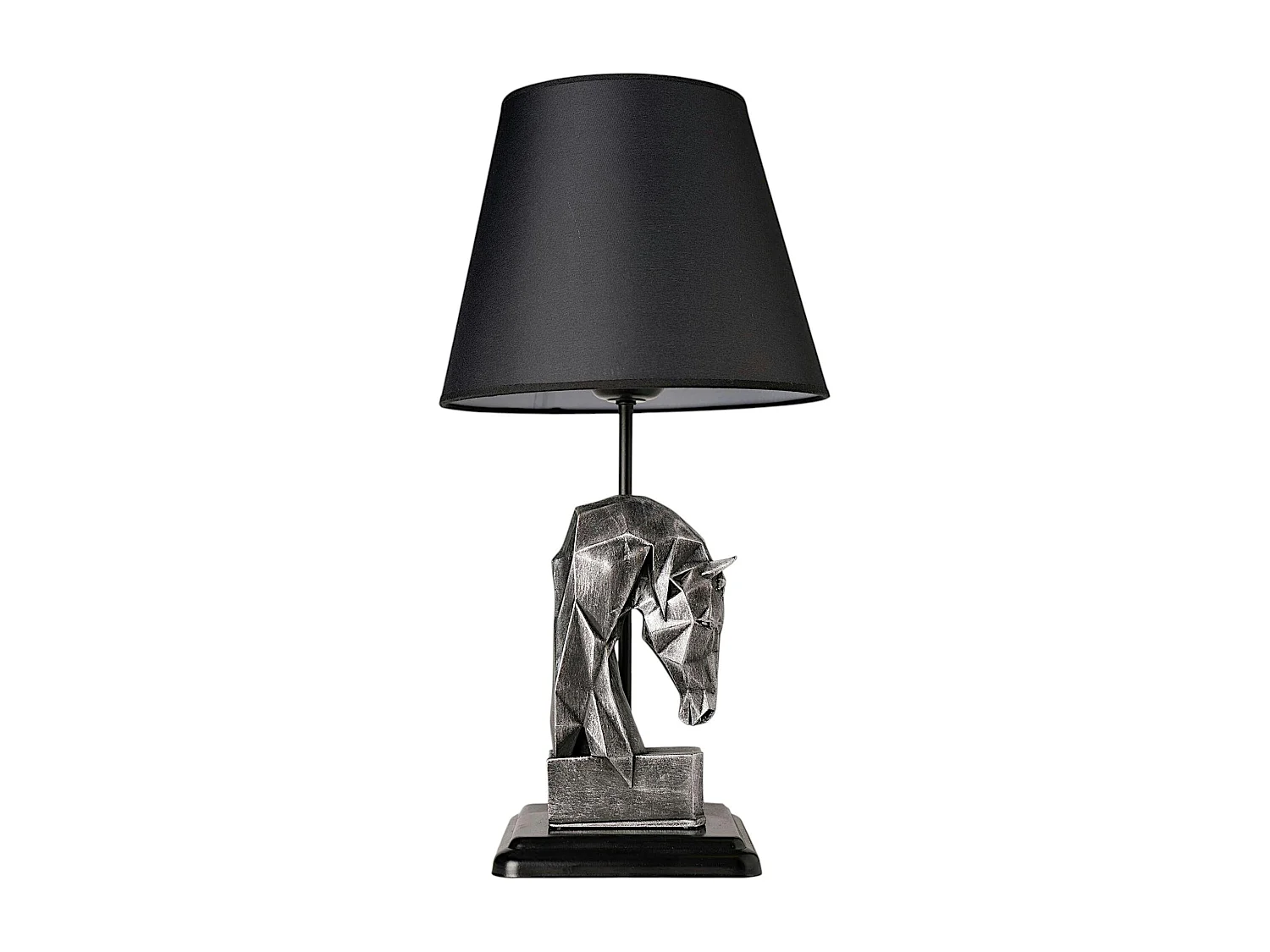 Lampe de salon décorative noire, tête de cheval argentée SILE