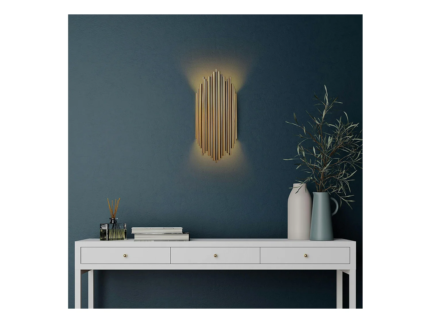 Applique design dorée, structure graphique en tubes SFAX