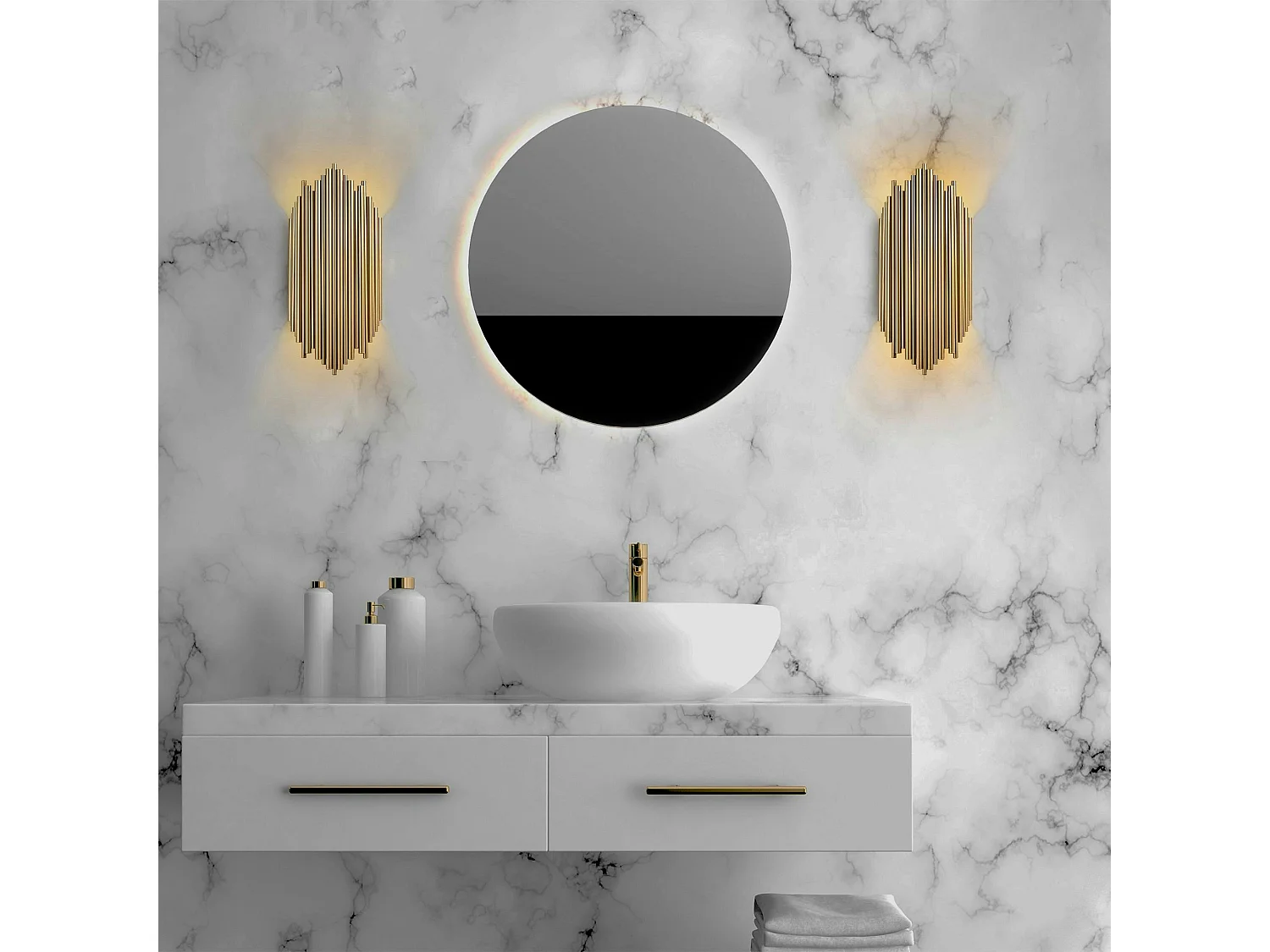 Applique design dorée, structure graphique en tubes SFAX