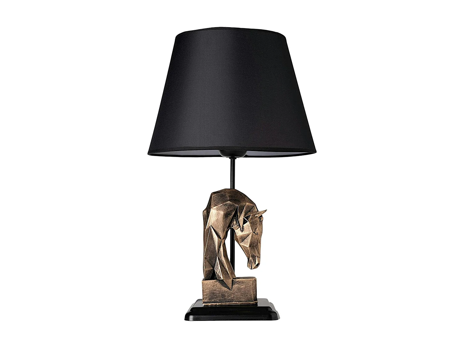 Lampe de salon décorative noire, tête de cheval dorée SILE
