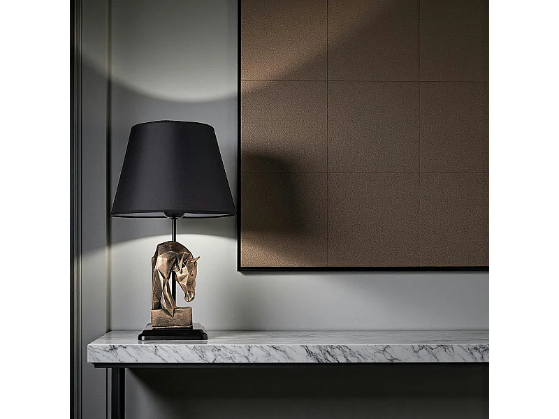 Lampe de salon décorative noire, tête de cheval dorée SILE