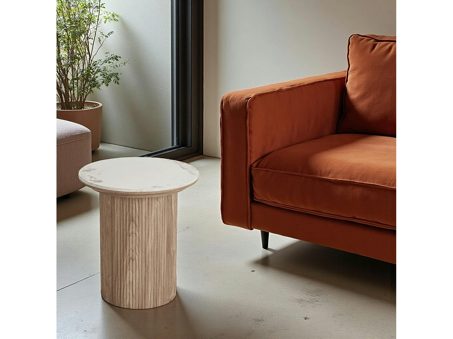 Bout de canapé en céramique effet marbre Ø45 cm PRATO