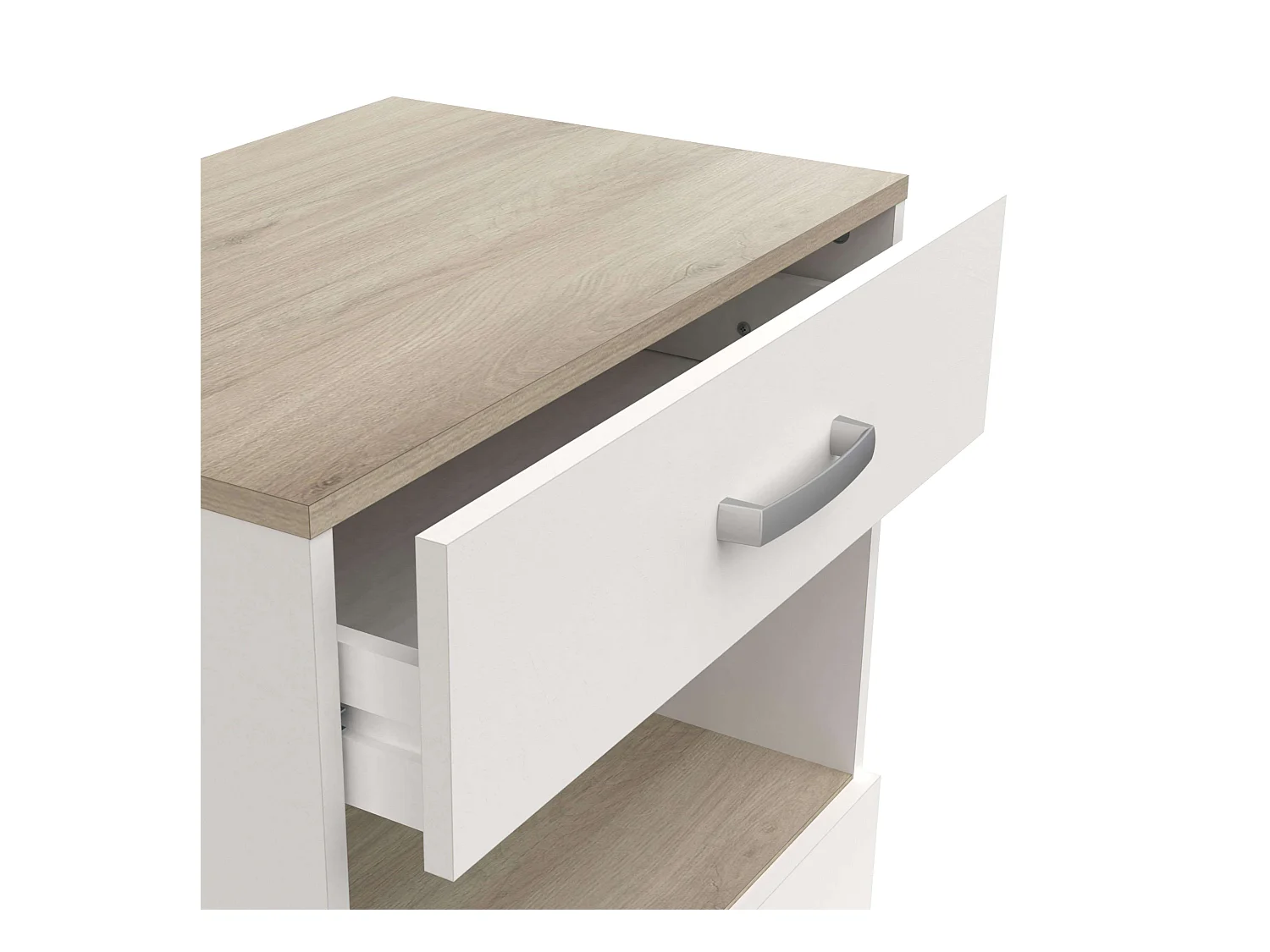 Buffet de cuisine à roulettes avec 2 portes en chêne Kronberg blanc mat, 88 x 60 x 41 cm