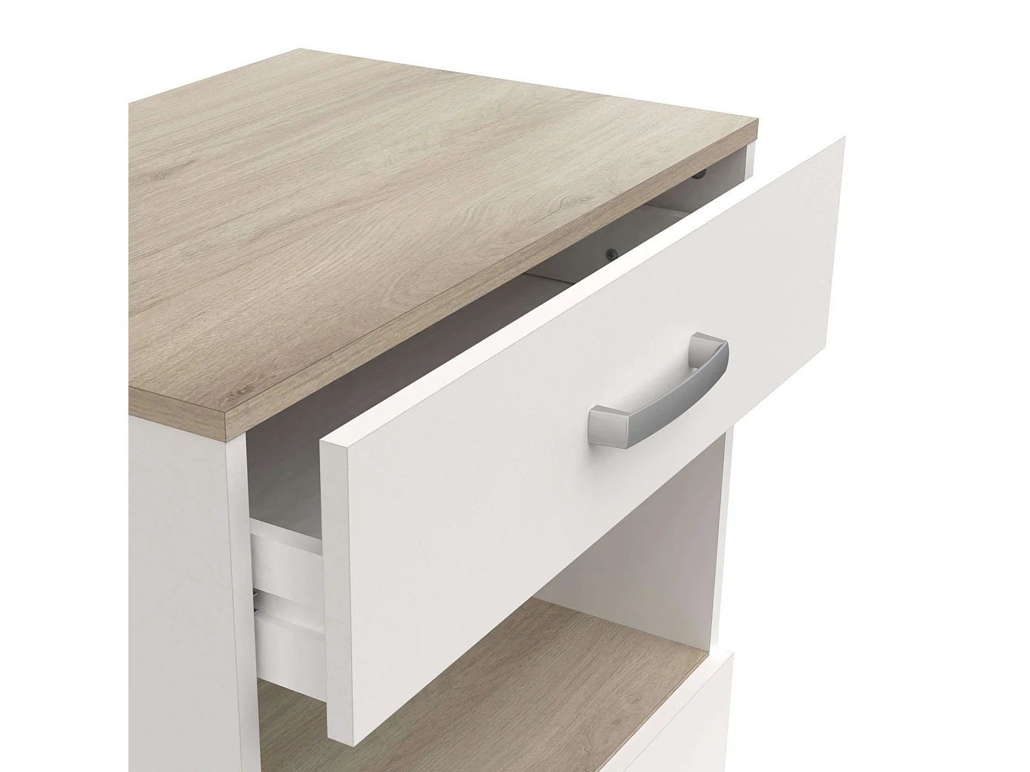 Mueble Auxiliar Cocina Ruedas 2 puertas Blanco Mate Roble Kronberg 88x60x41 cm