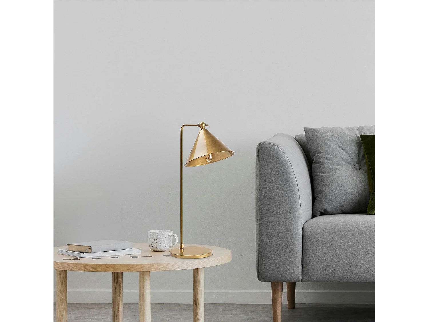 Lampe de table moderne dorée, abat-jour conique SILE