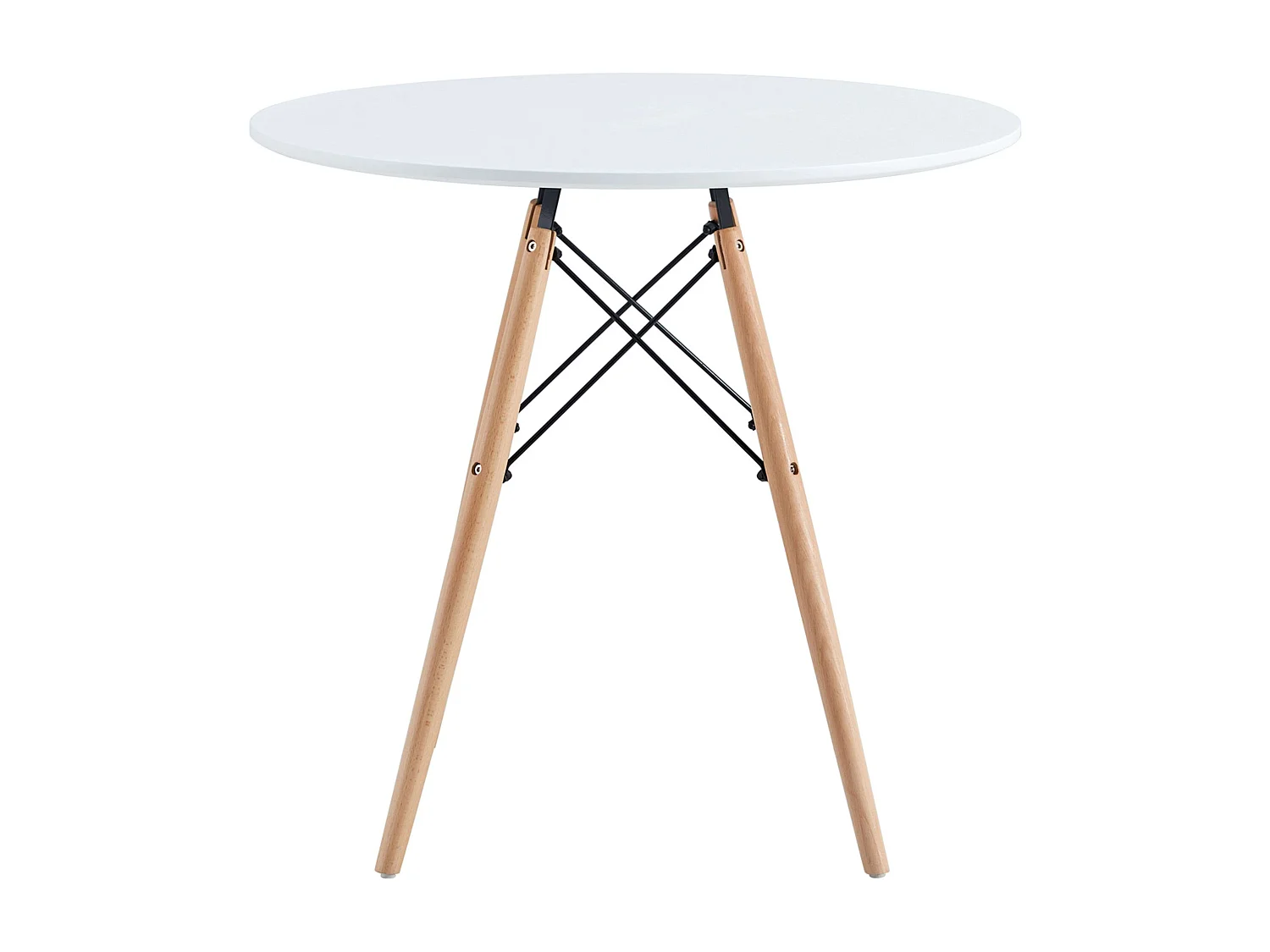Pack cocina mesa redonda + 2 sillas blanco patas madera clara y gris