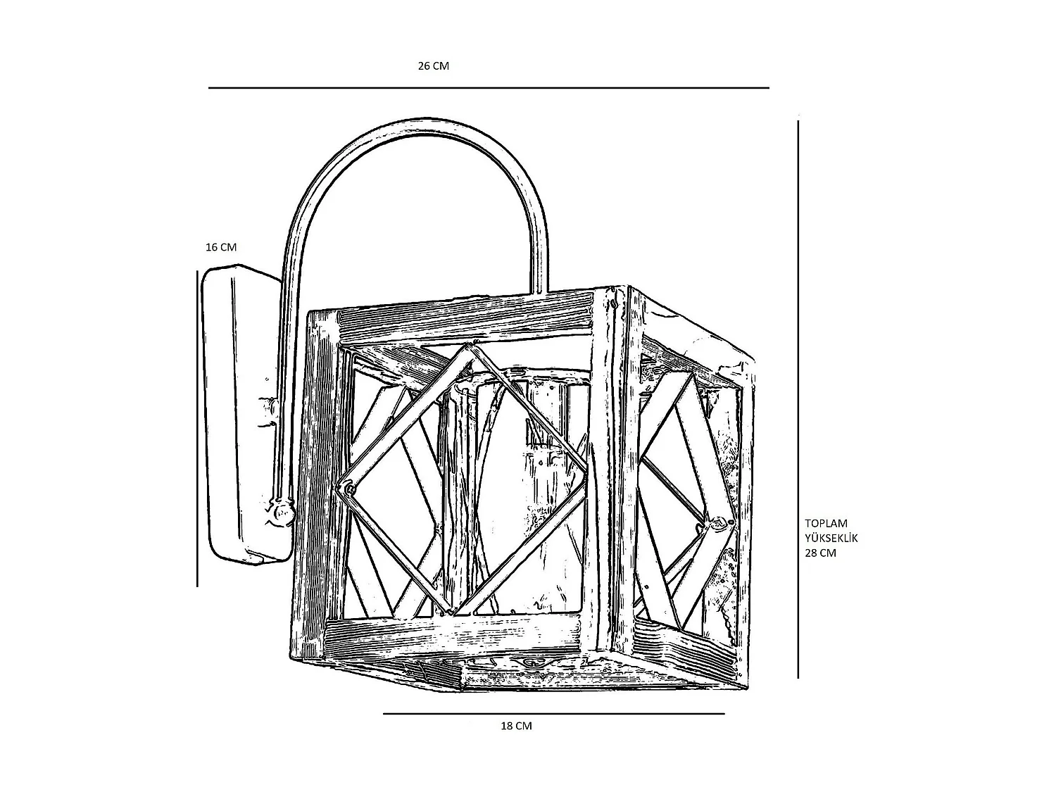 Applique murale rustique, cube bois et métal CAMOGLI