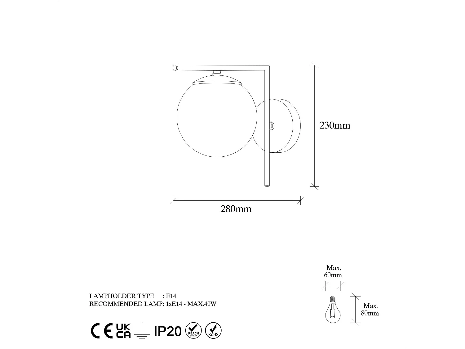 Applique murale moderne dorée, support droit SIERRE