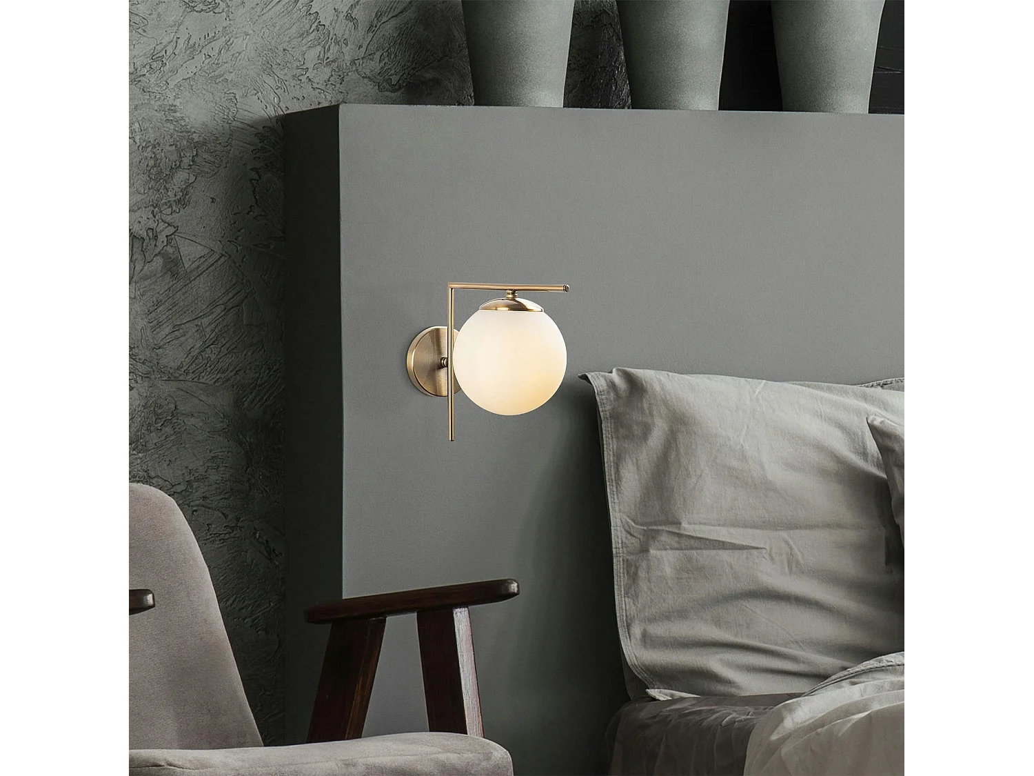 Applique murale moderne dorée, support droit SIERRE