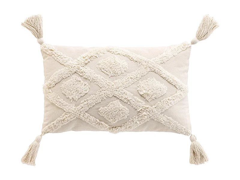 Cojín bohemio tufted con borlas