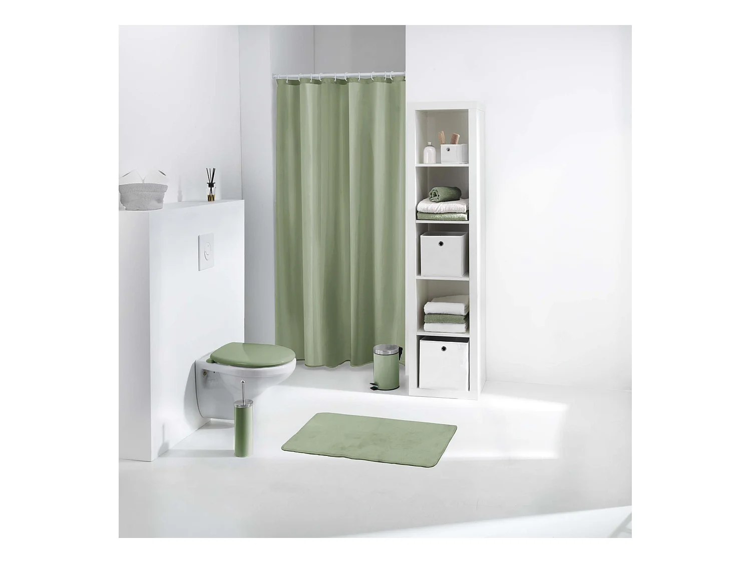 Rideau de Douche Uni "Vitamine" 180x200cm Sauge