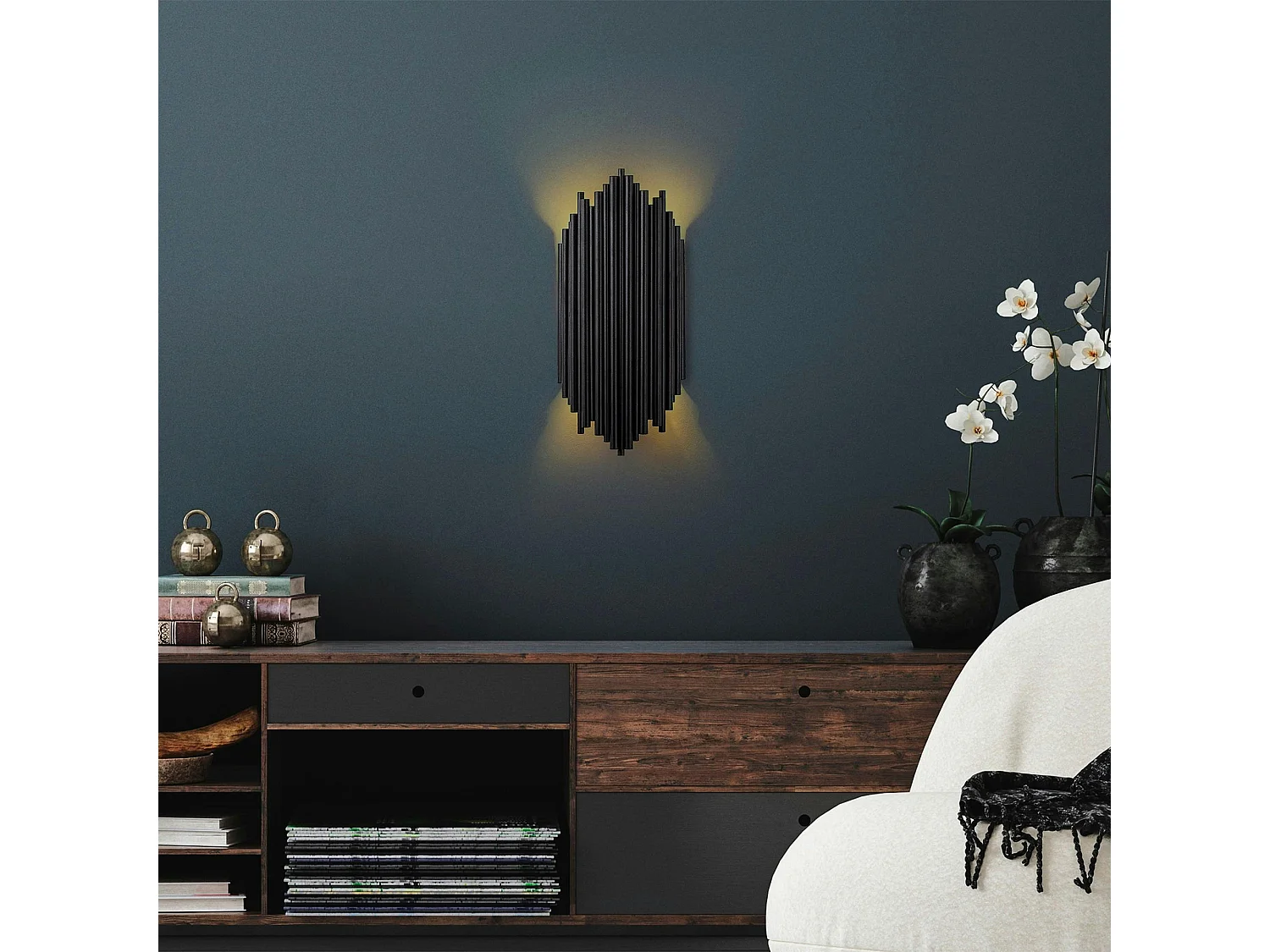 Applique design noire, structure graphique en tubes SFAX