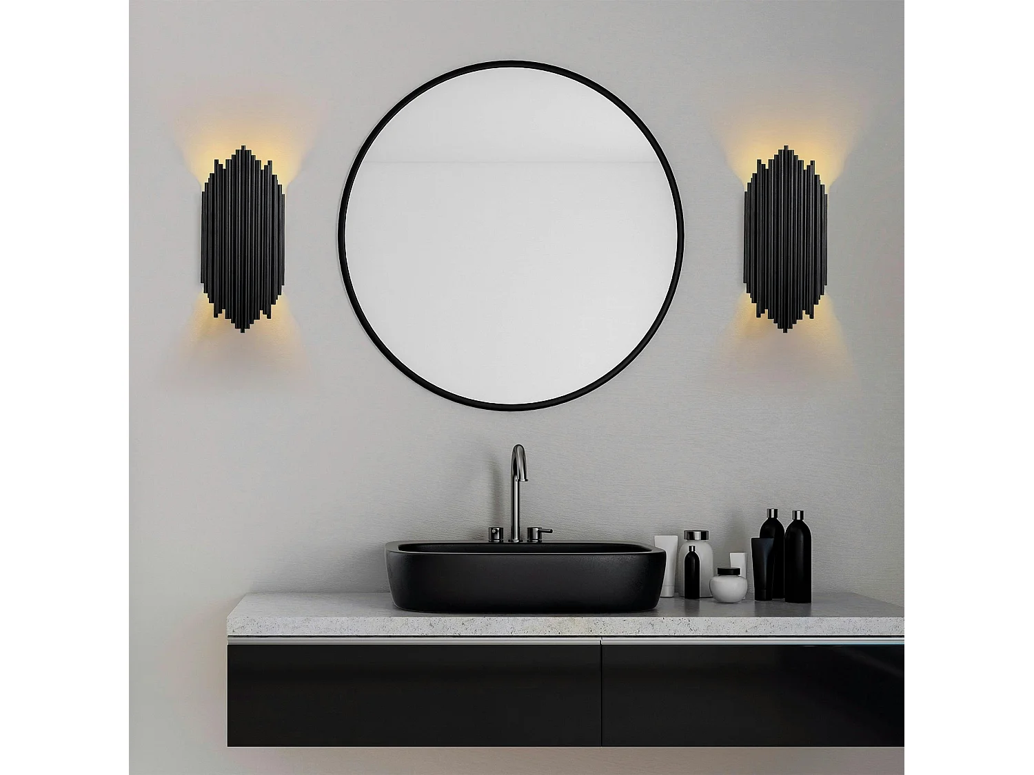 Applique design noire, structure graphique en tubes SFAX