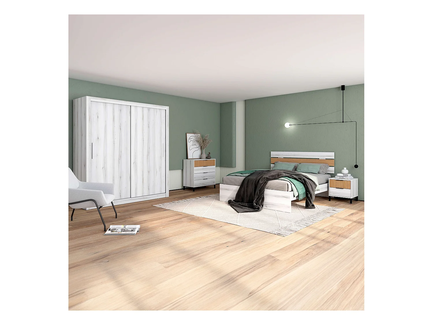 Armario para Dormitorio Sava 2 Puertas Correderas  Blanco 182x201 cm