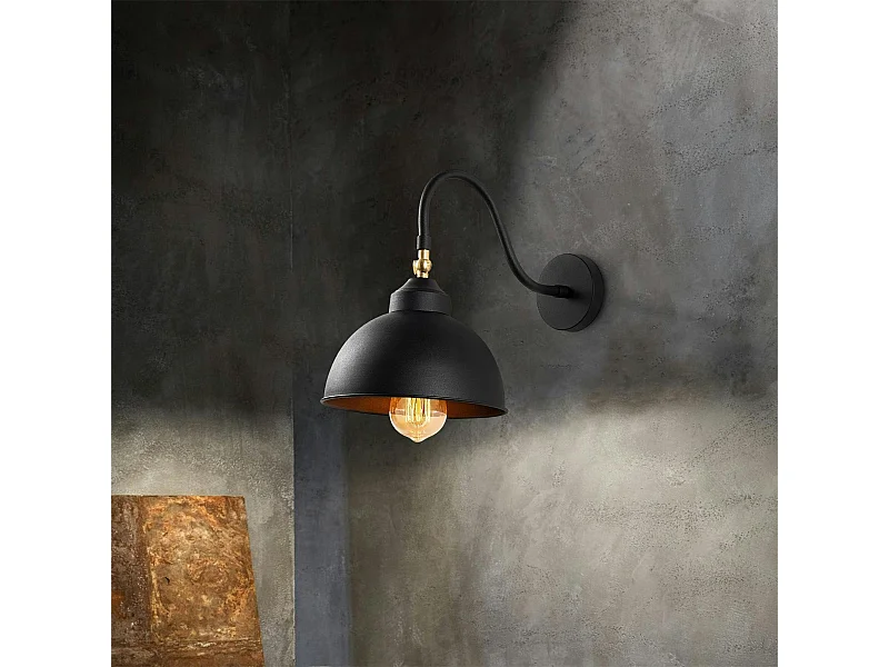 Applique vintage noir mat, abat-jour orientable SILE