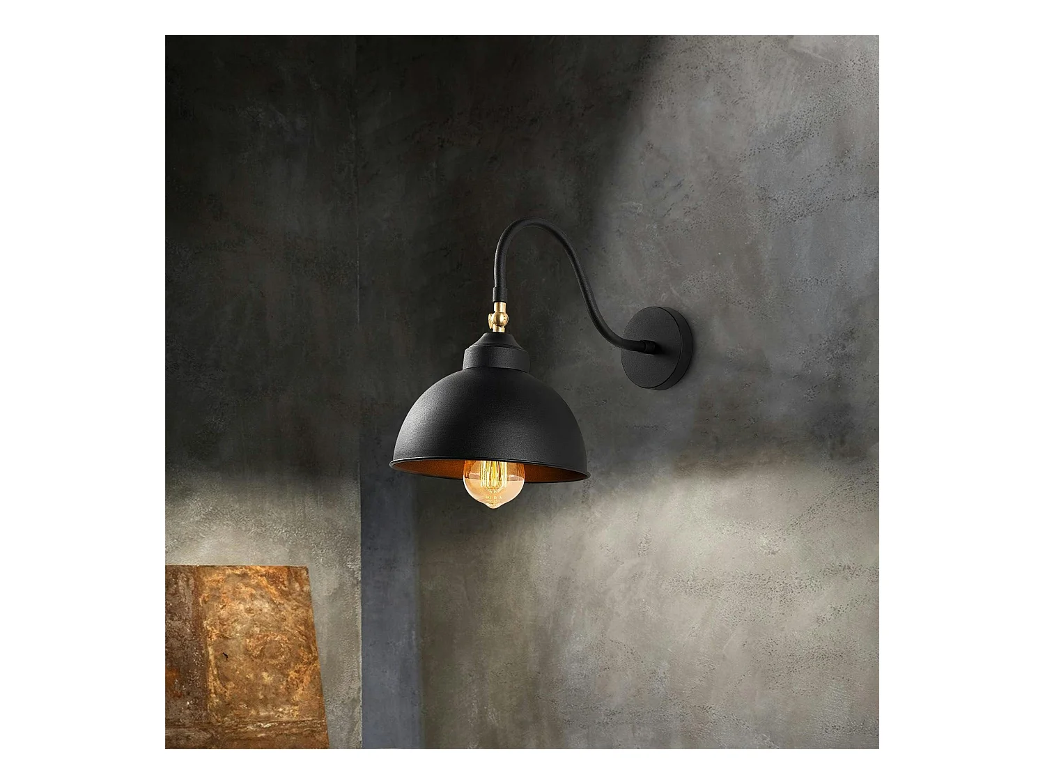 Applique vintage noir mat, abat-jour orientable SILE