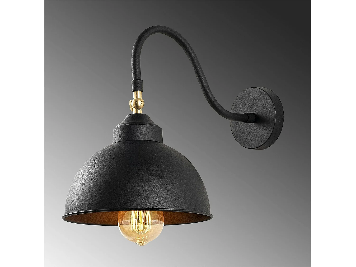 Applique vintage noir mat, abat-jour orientable SILE