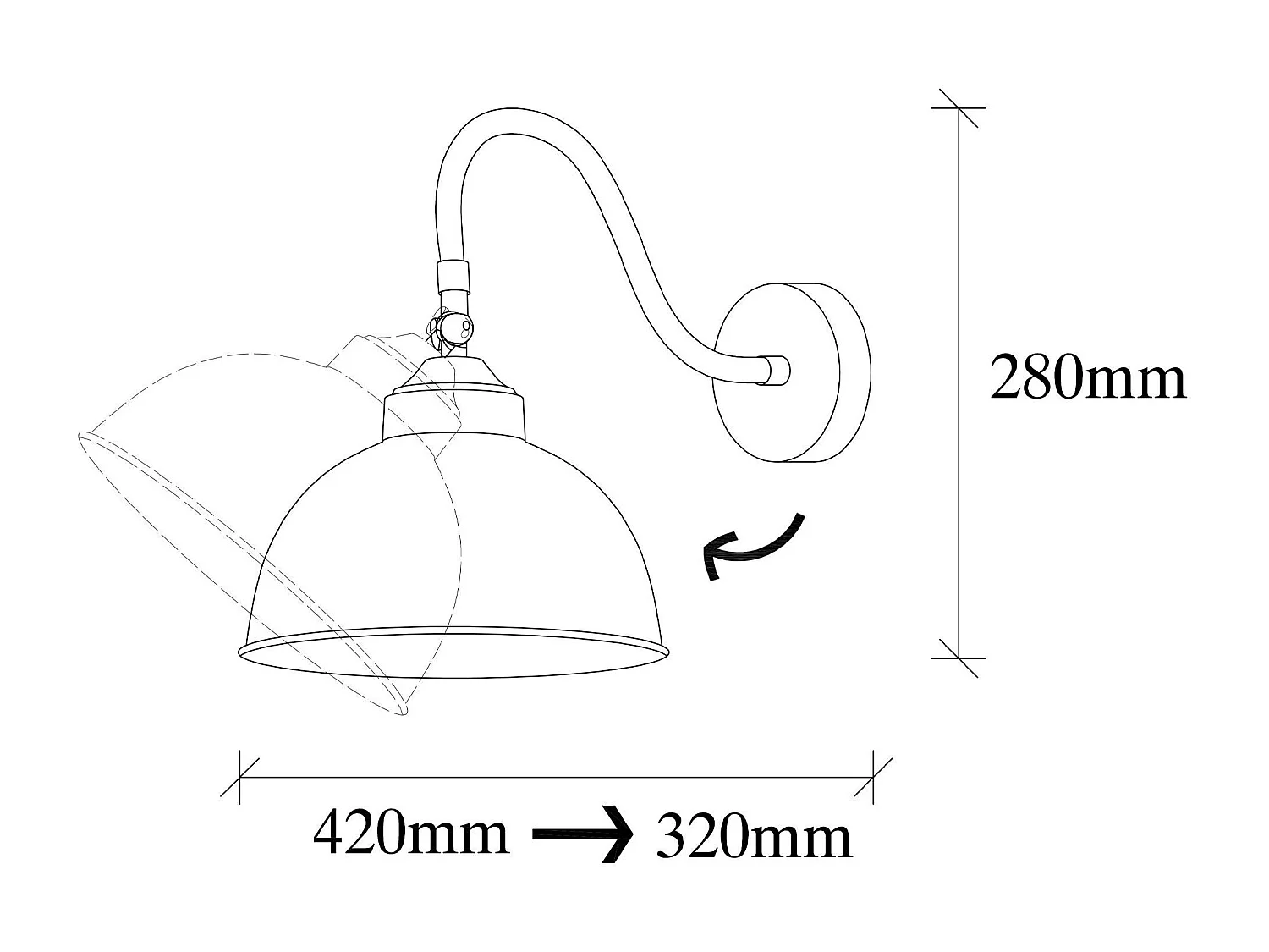 Applique vintage noir mat, abat-jour orientable SILE