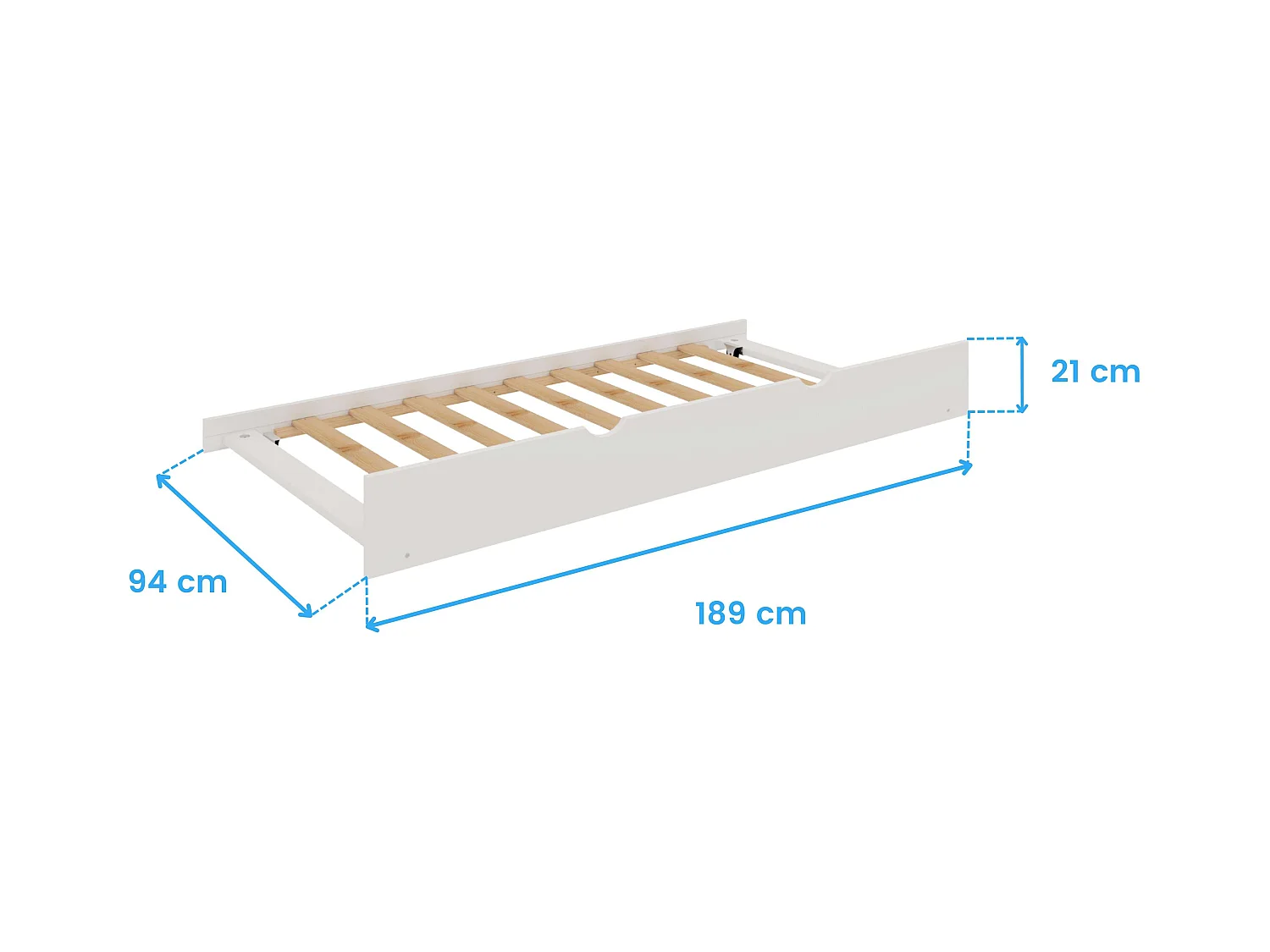 Lit superposé à tiroir inférieur Rabbit Blanc 189 x 24 x 94 cm