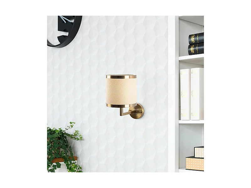 Applique murale moderne, abat-jour écru bord métal ZURICH