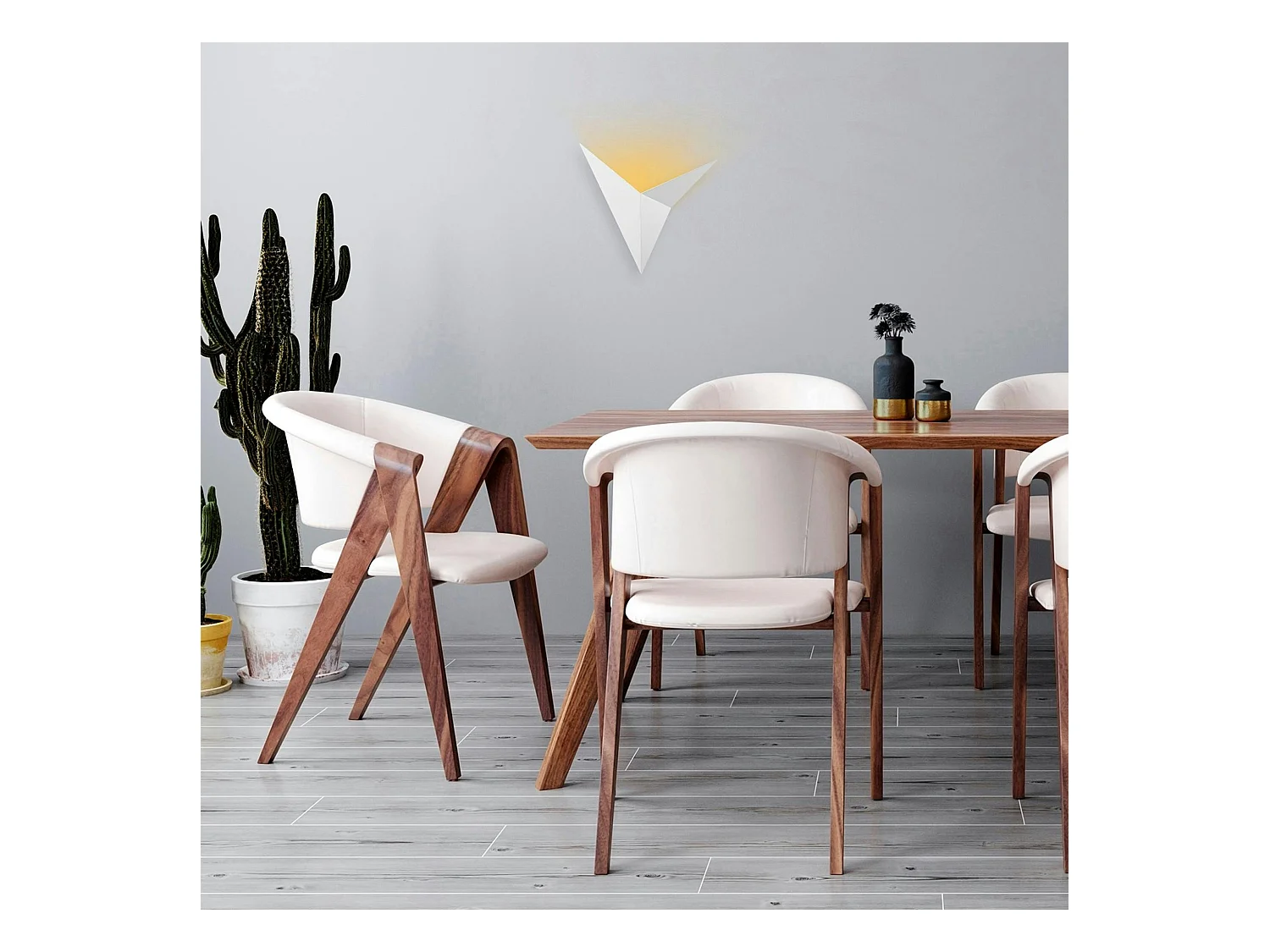 Applique murale design blanche, origami triangulaire SFAX