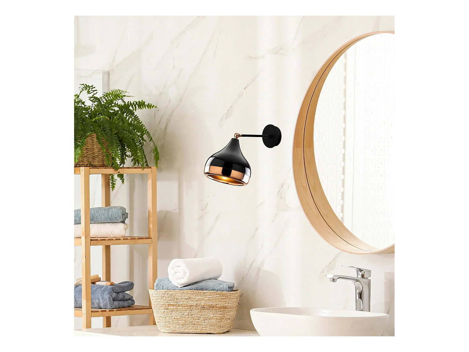 Applique murale orientable noir & cuivré, moderne chic SILE