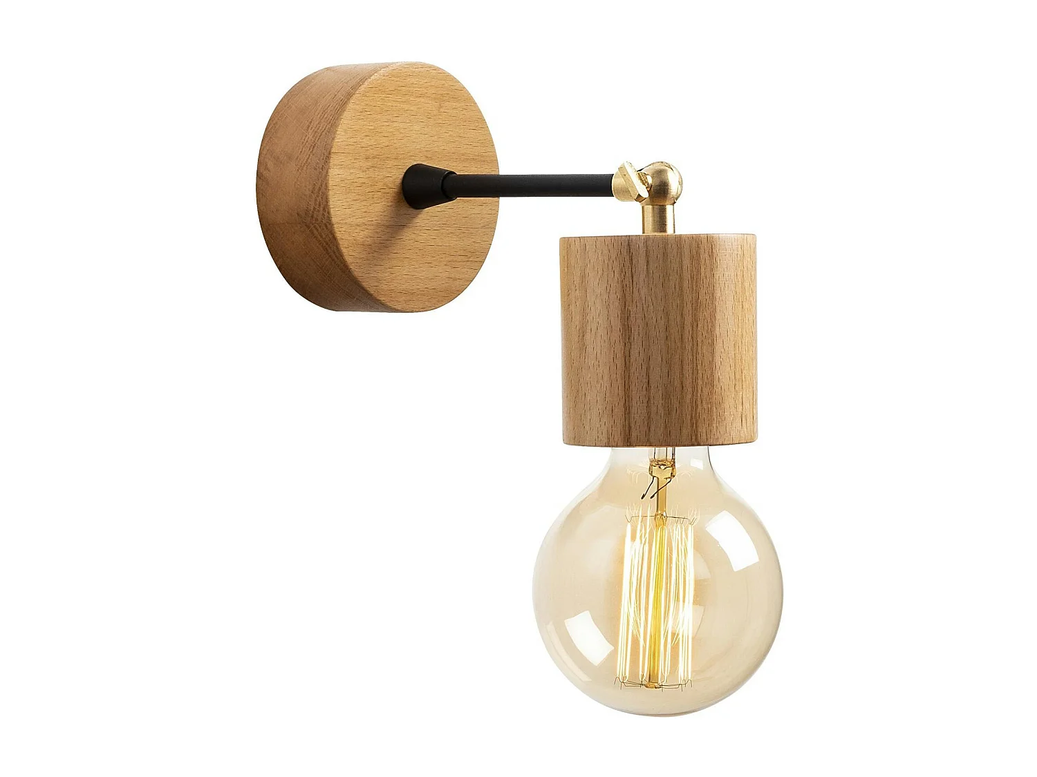 Applique murale moderne, effet bois et métal noir JENA