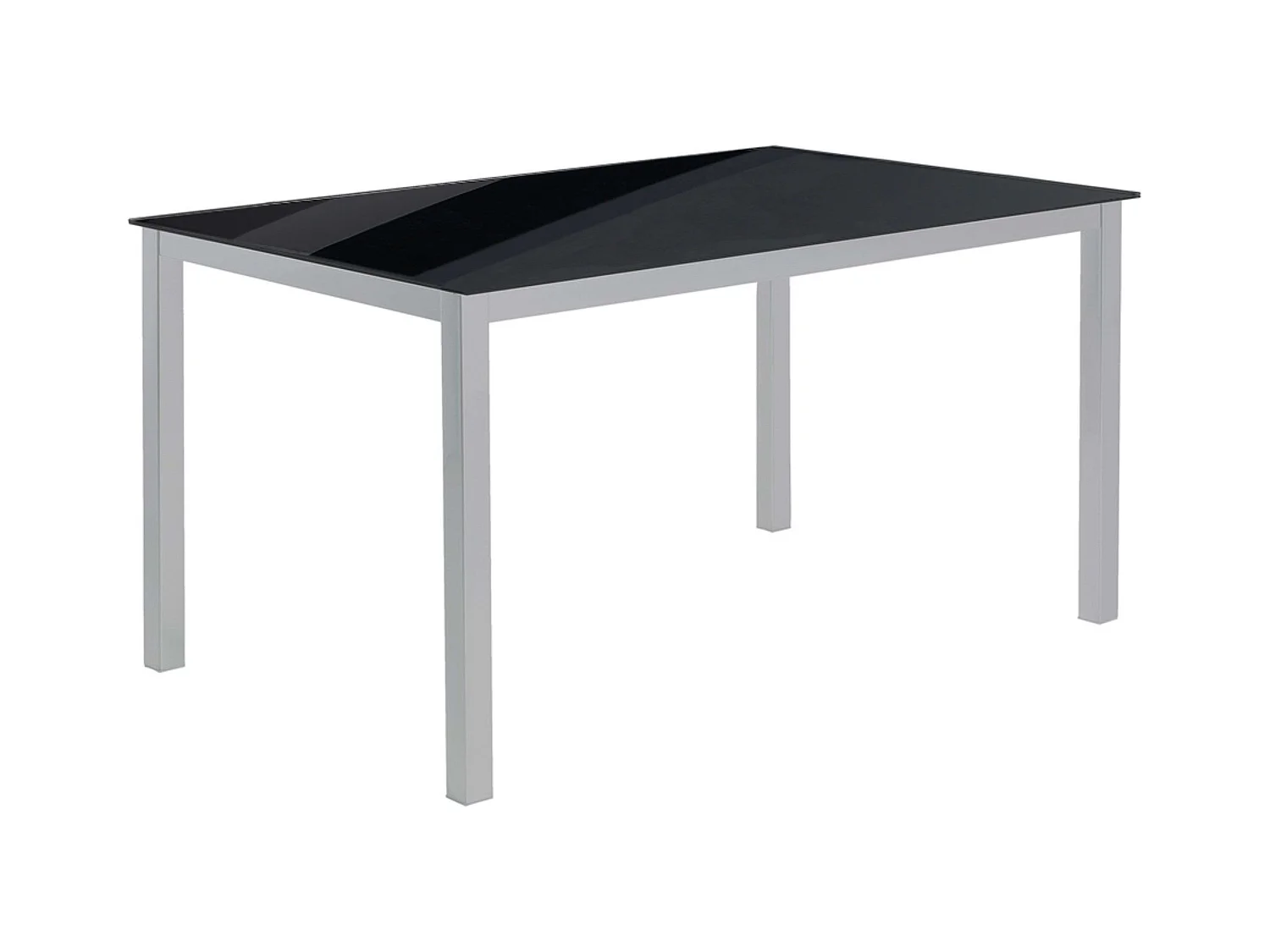 Pack mesa y 4 sillas cocina, negro, mesa metal/cristal, silla polipiel.