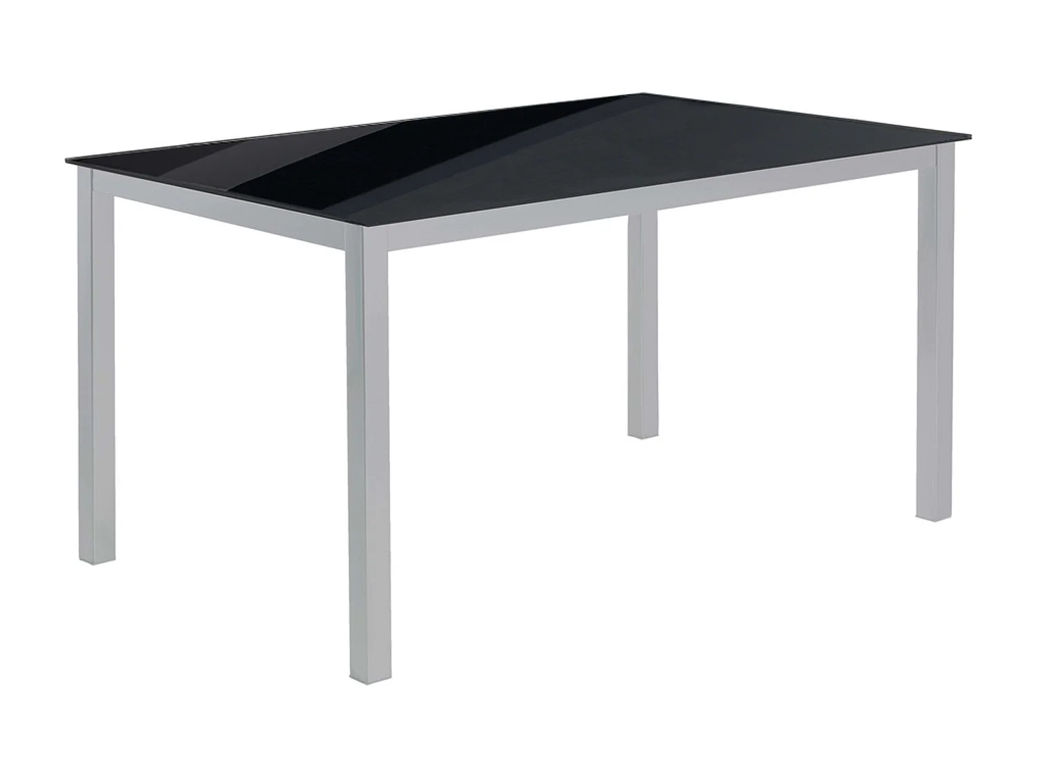 Pack mesa y 4 sillas cocina, negro, mesa metal/cristal, silla polipiel.