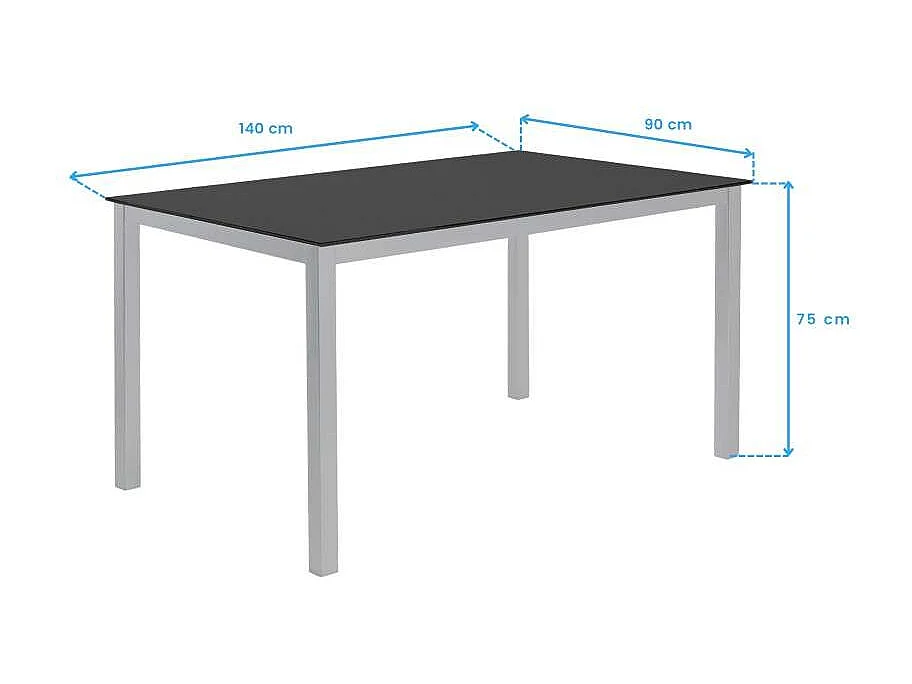 Pack mesa y 4 sillas cocina, negro, mesa metal/cristal, silla polipiel.