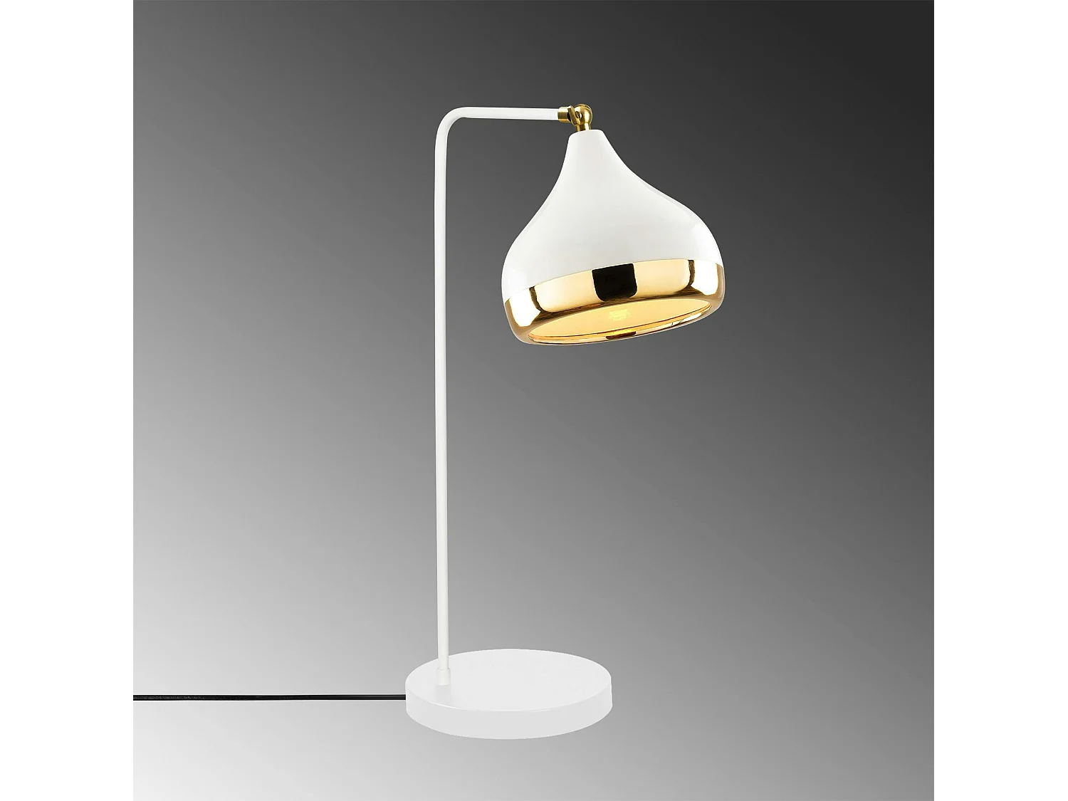Lampe à poser design blanche & or, abat-jour orientable SILE
